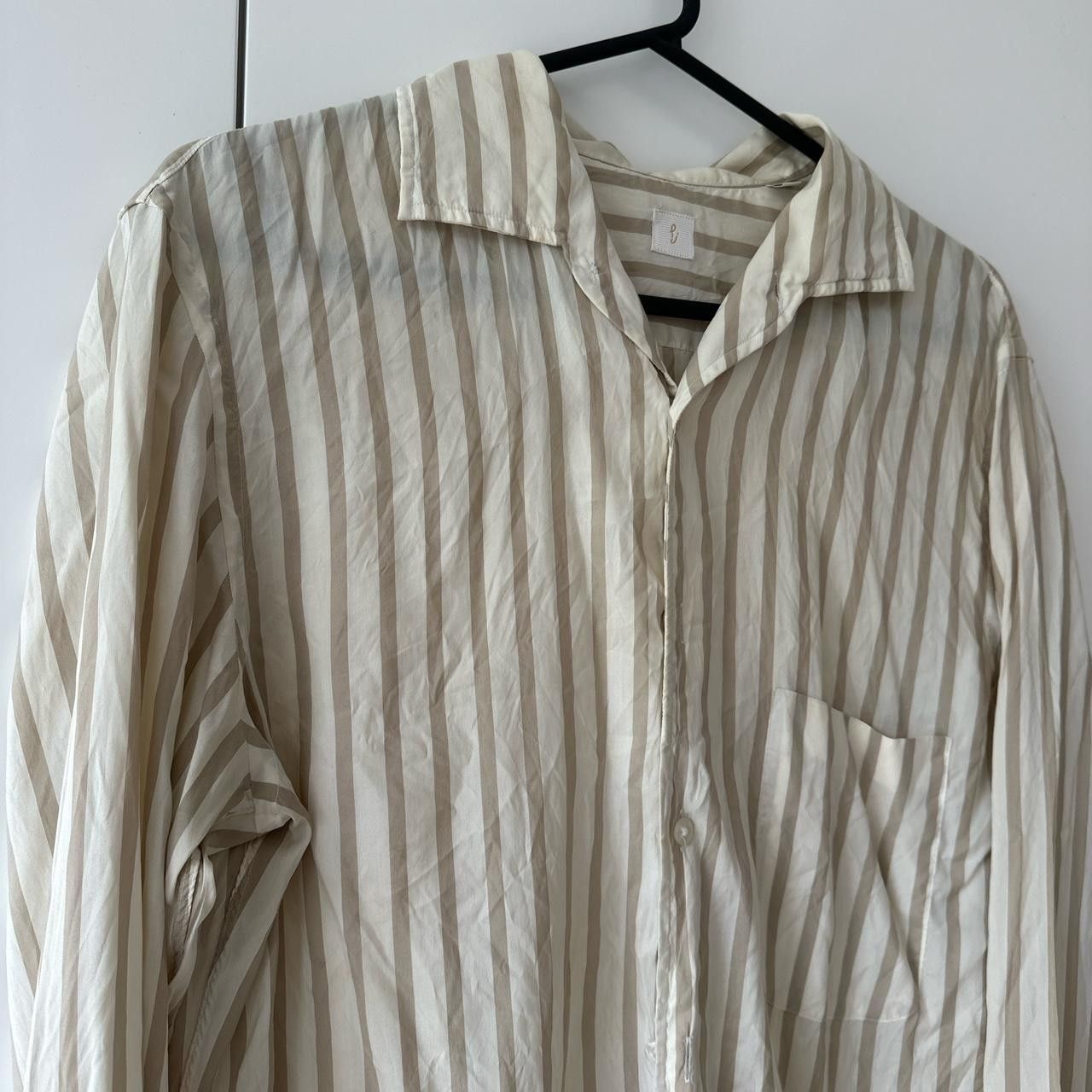 P. Johnson Classic Shirt - Beige Stripe Silk Size US M / EU 48-50 / 2 - 2 Thumbnail