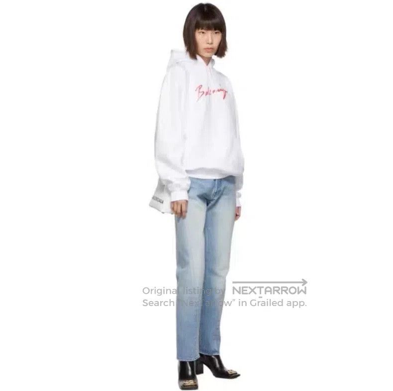 Balenciaga Balenciaga White Painted Logo Hoodie Size L Size US L / EU 52-54 / 3 - 8 Thumbnail