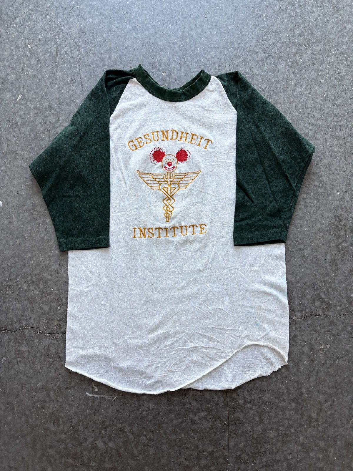 Vintage 70s Gusnedheit Institute Raglan Shirt Embroidered