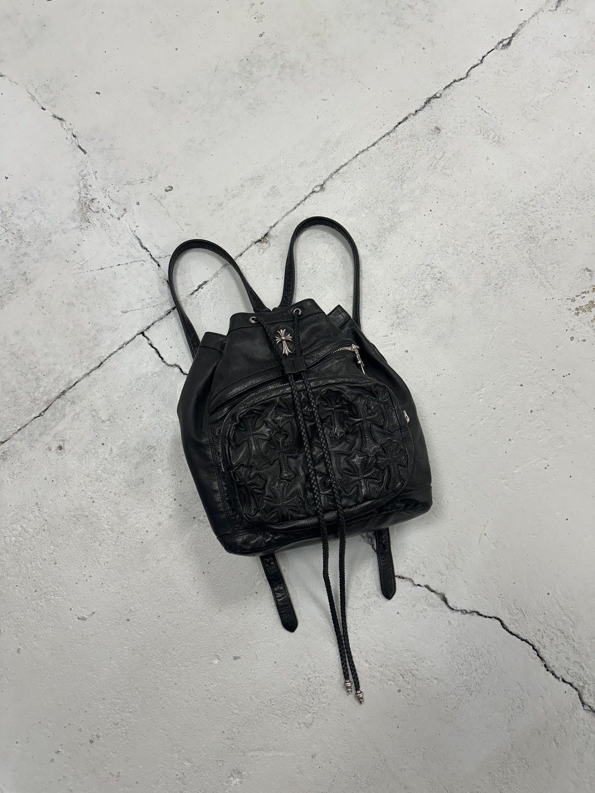 Chrome Hearts Chrome Hearts Flooded Leather Patch Drawstring Backpack Size ONE SIZE - 1 Thumbnail