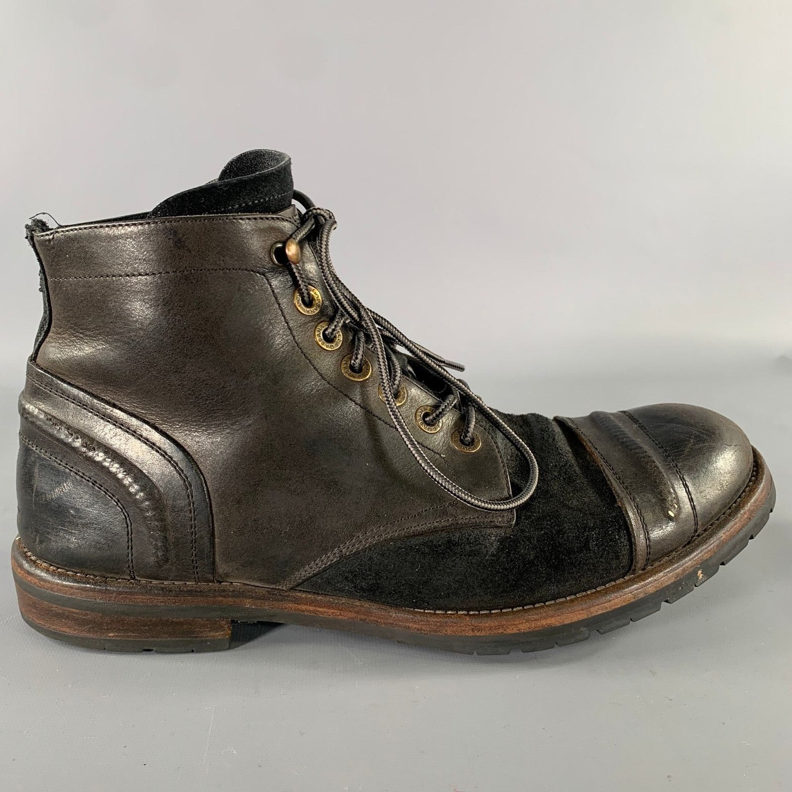 Dolce & Gabbana Size 12 Brown Black Wingtip Leather Hike Boots Size US 12 / EU 45 - 2 Thumbnail