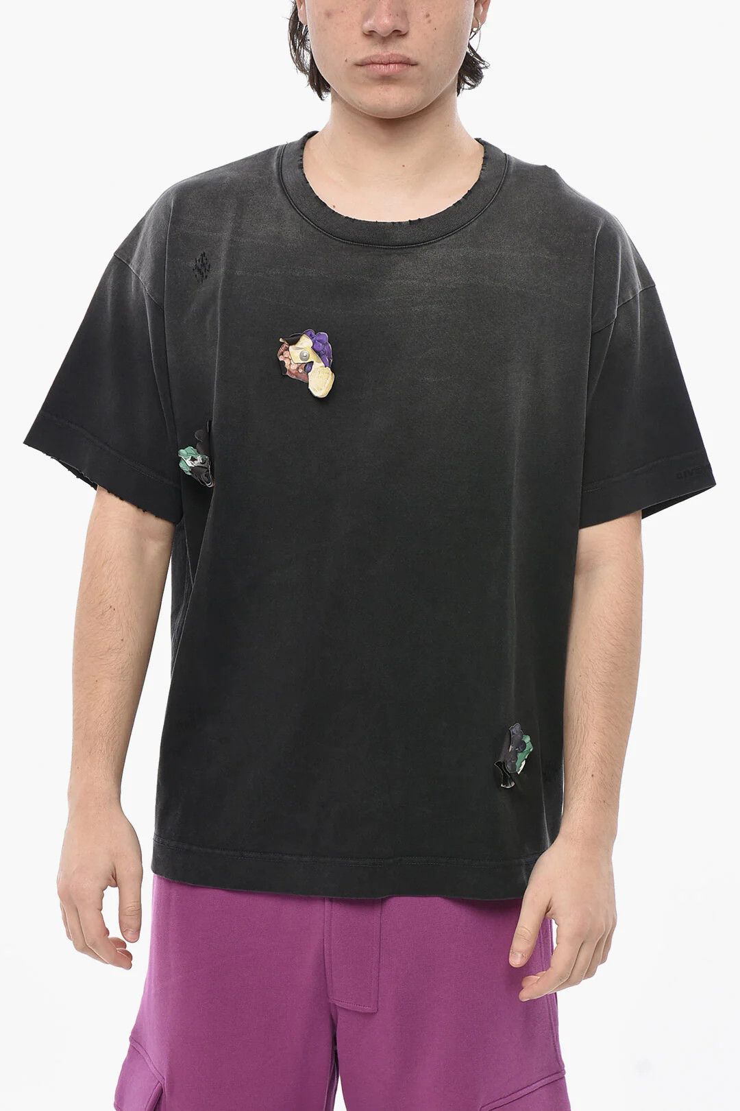 Givenchy og1mm0326 Washed-Effect Cotton Crewneck T-Shirt in Grey Size US L / EU 52-54 / 3 - 1 Thumbnail