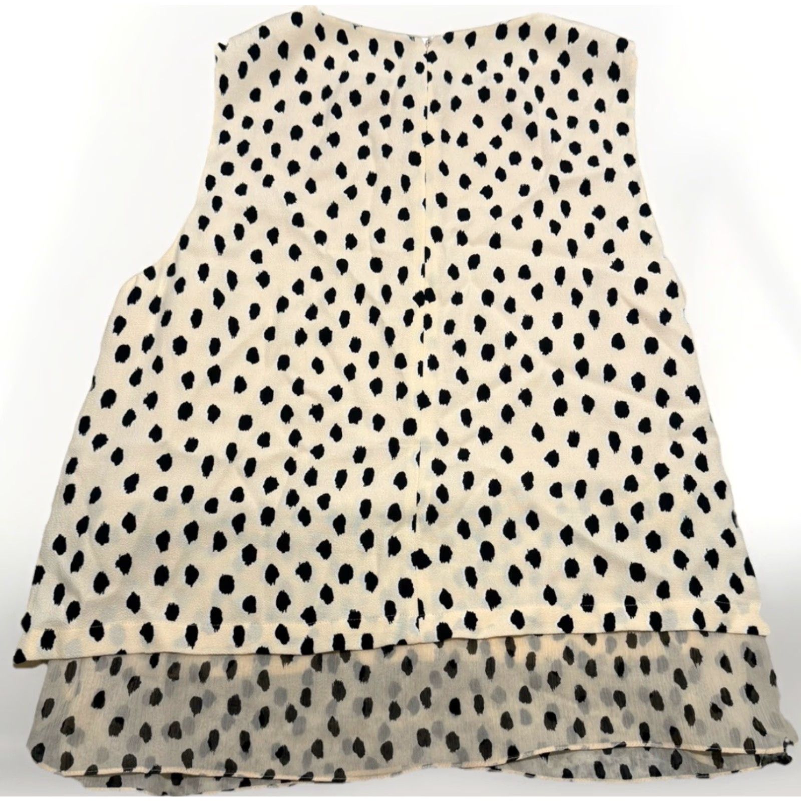 Vintage kate spade new york Blouse Sleeveless Polka Dot Cream Black XL Silk Viscose Lined Womens Size XL / US 12-14 / IT 48-50 - 6 Thumbnail