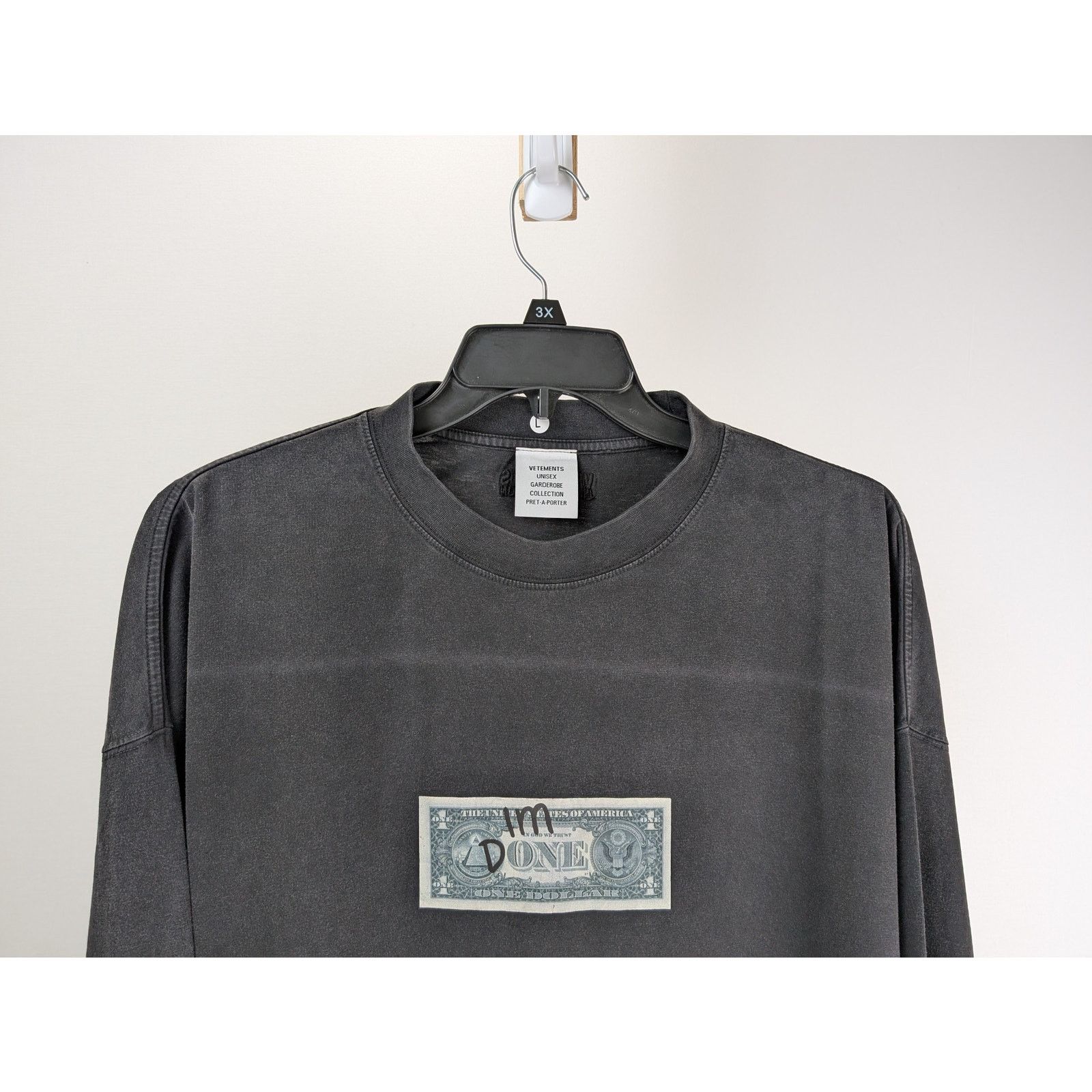 Vetements o1rshd1 Dollar Bill Long sleeve S T-Shirt in Black Size US L / EU 52-54 / 3 - 3 Thumbnail