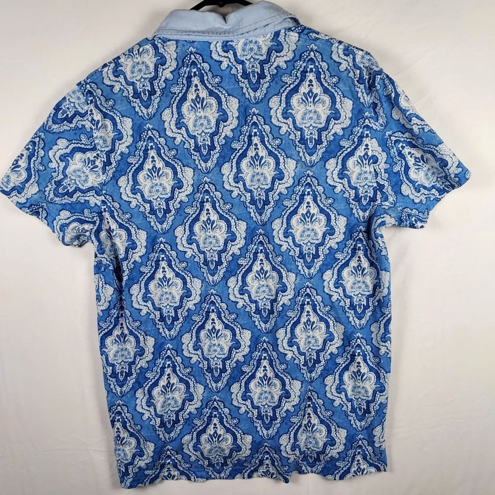 Tommy Hilfiger Tommy Hilfiger Polo Men’s M Blue White Damask Pattern Short Sleeve Shinfect? Size US M / EU 48-50 / 2 - 2 Thumbnail
