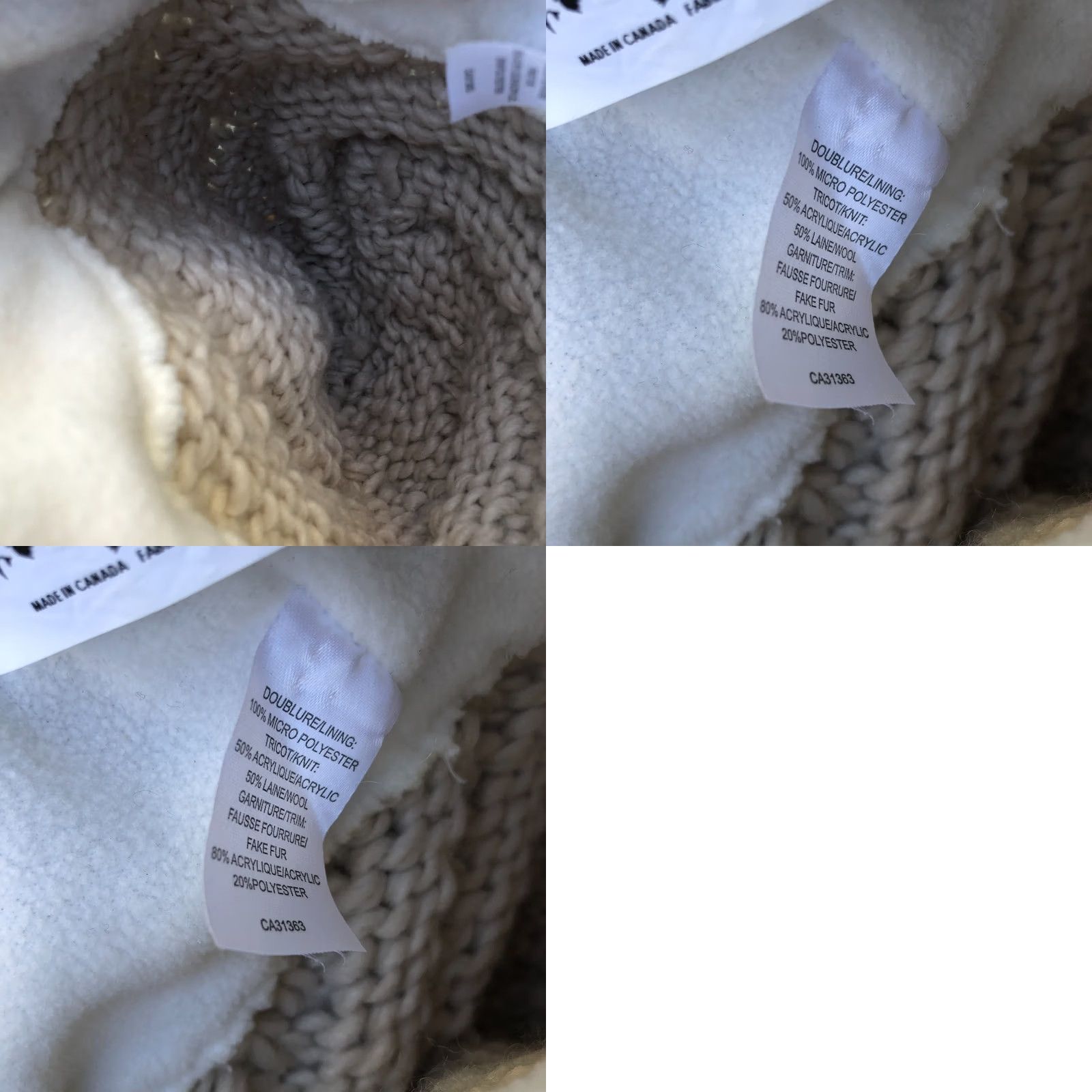 Free People VINTAGE FREE PEOPLE Pom Beanie Hat Women's One Size Wool Blend Cap Beige Fleece Lined Size ONE SIZE - 8 Thumbnail