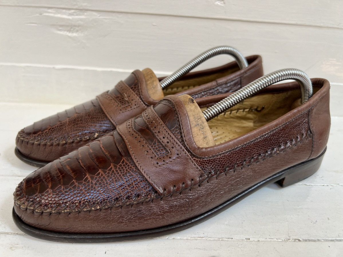 Zelli Zelli Genuine Ostrich Brown Leather Milano Penny Loafer Size US 8.5 / EU 41-42 - 1 Thumbnail