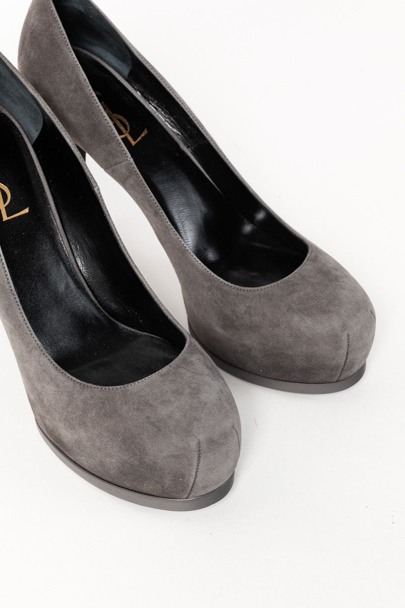 Saint Laurent Paris Saint Laurent Tribute Earth Grey Suede Platform Pumps Size US 8.5 / IT 38.5 - 6 Thumbnail