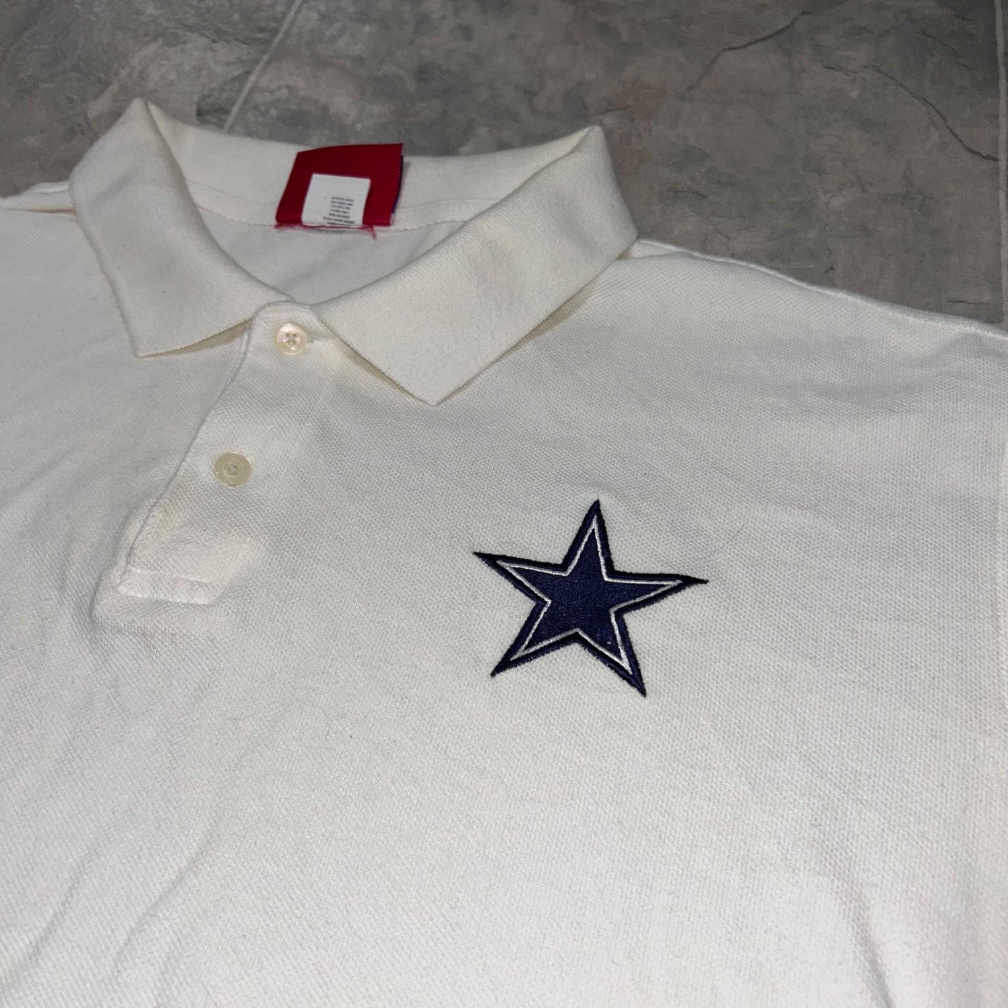 NFL Y2K Cowboy Dallas White Polo Shirt Size US XL / EU 56 / 4 - 2 Thumbnail
