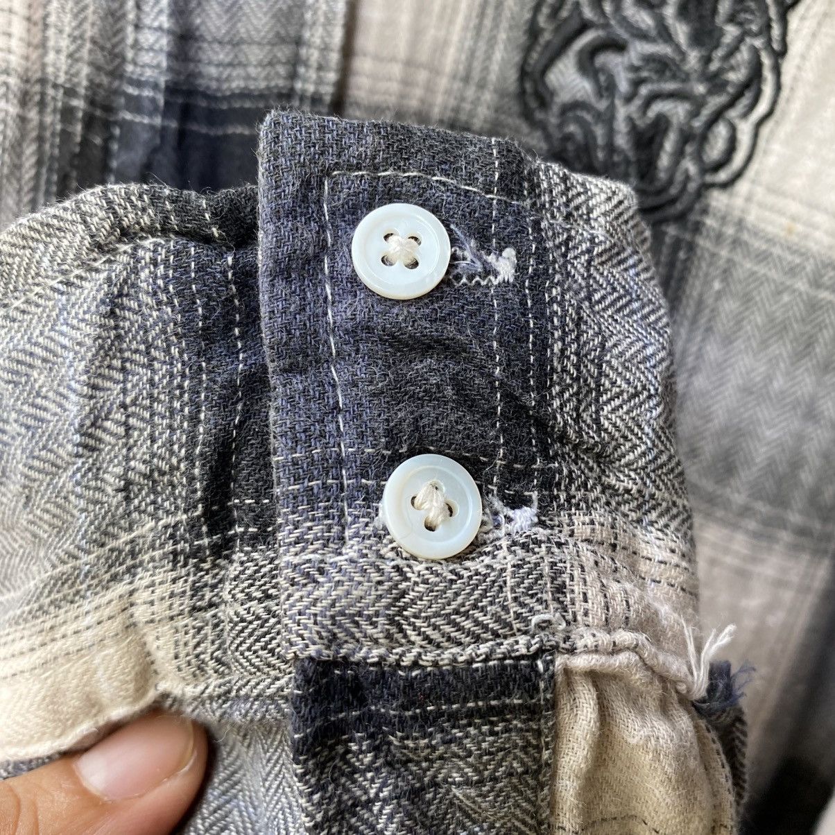 Balmain BALMAIN Gray-Black Plaid Ruffle Sleeve Shirt Size M / US 6-8 / IT 42-44 - 10 Thumbnail