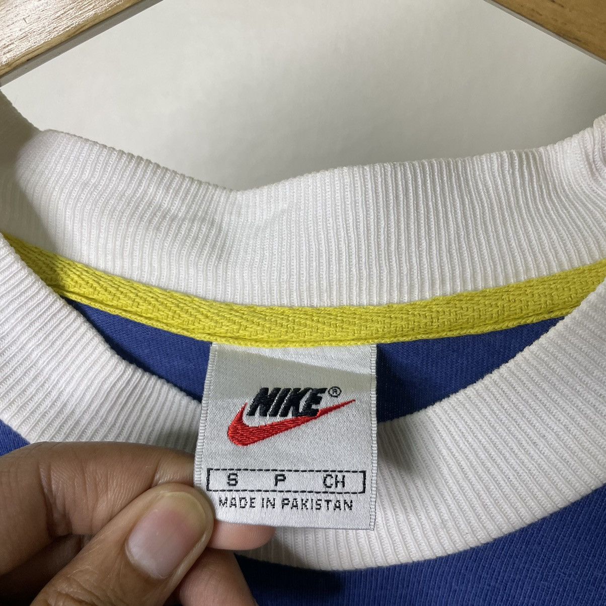 Nike × Vintage Vintage 1990s Nike Embroidery Centre Swoosh Ringer T Shirt Size US L / EU 52-54 / 3 - 3 Thumbnail