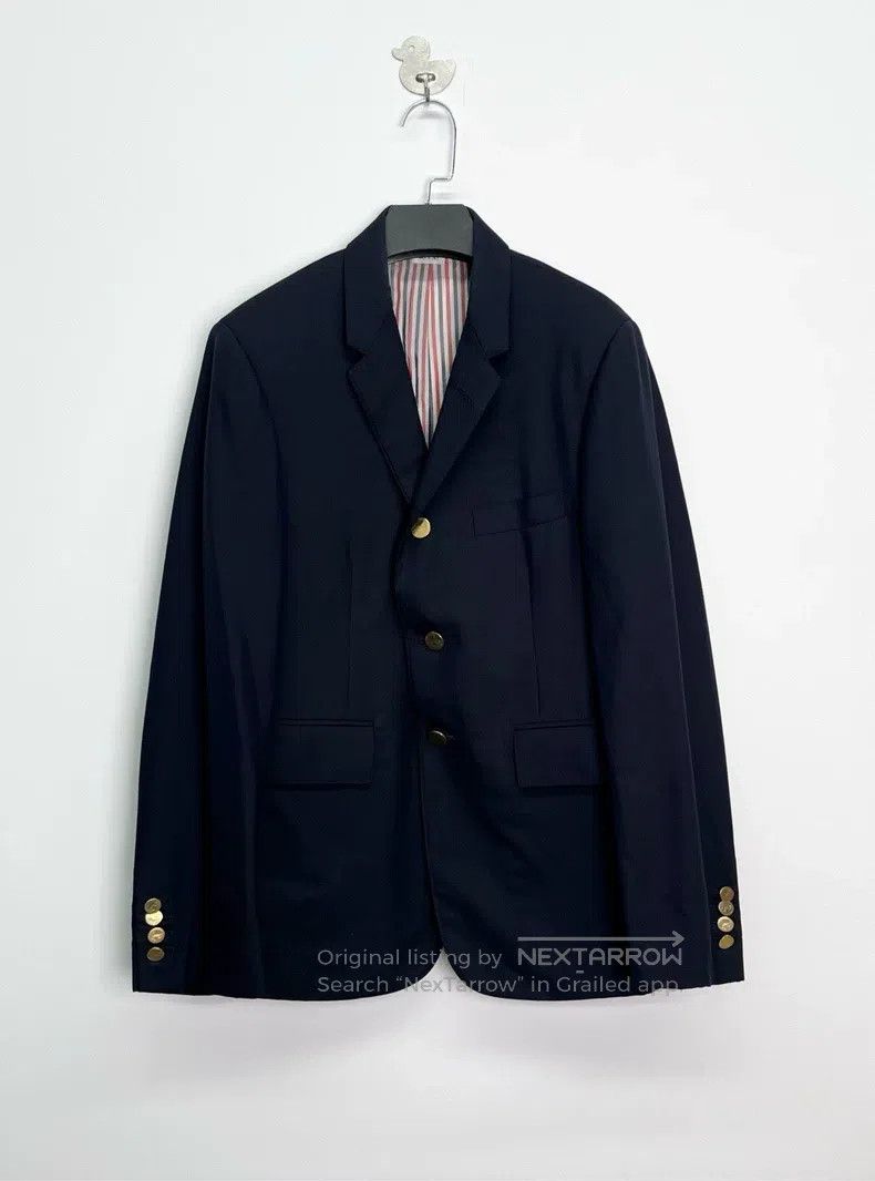 Thom Browne Thom Browne Navy Blue Anchor Gold Button Striped Blazer Size US S / EU 44-46 / 1 - 1 Thumbnail