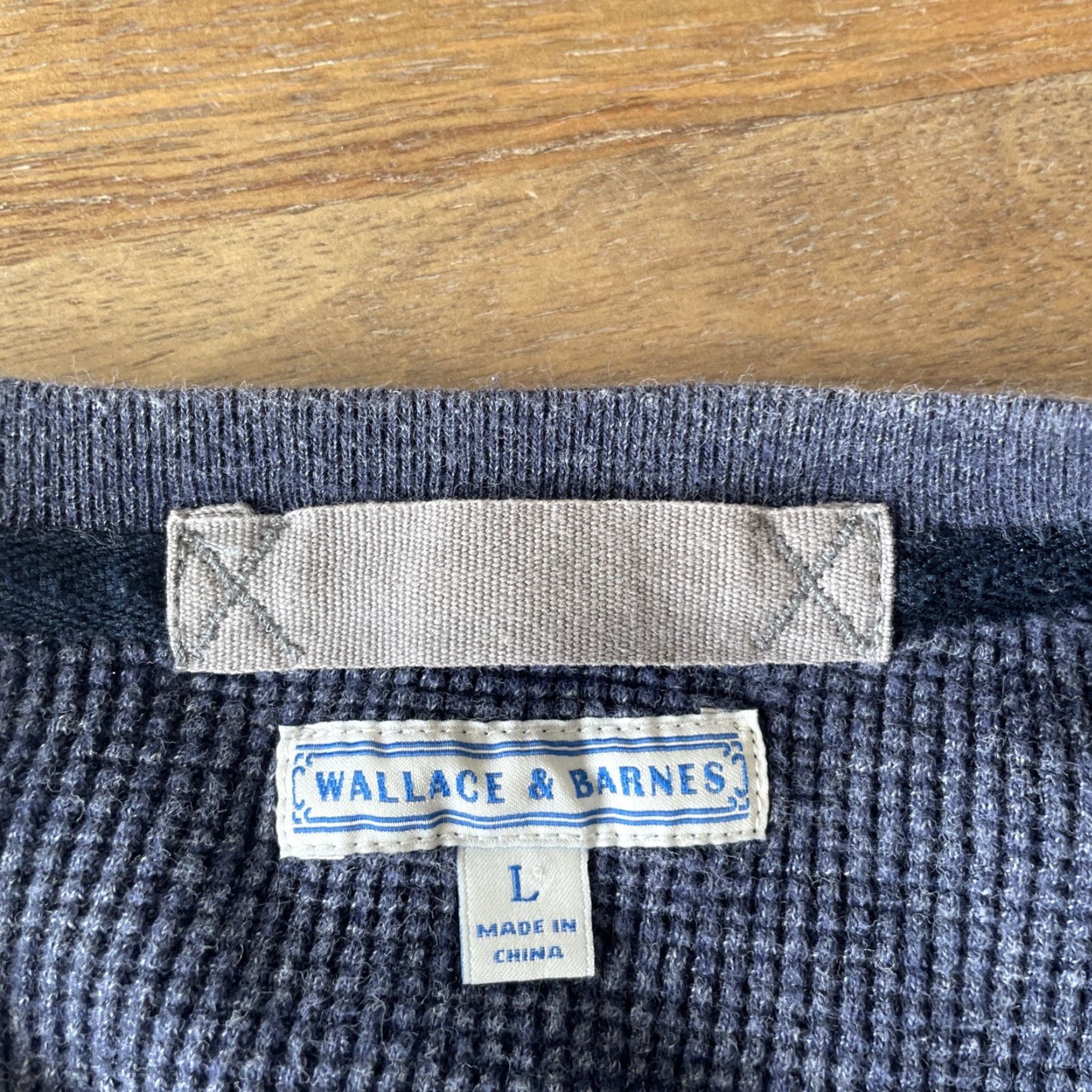 Wallace & Barnes Wallace & Barnes Thermal Henley T-Shirt Long Sleeve Blue, Size L, Men Size US L / EU 52-54 / 3 - 3 Thumbnail