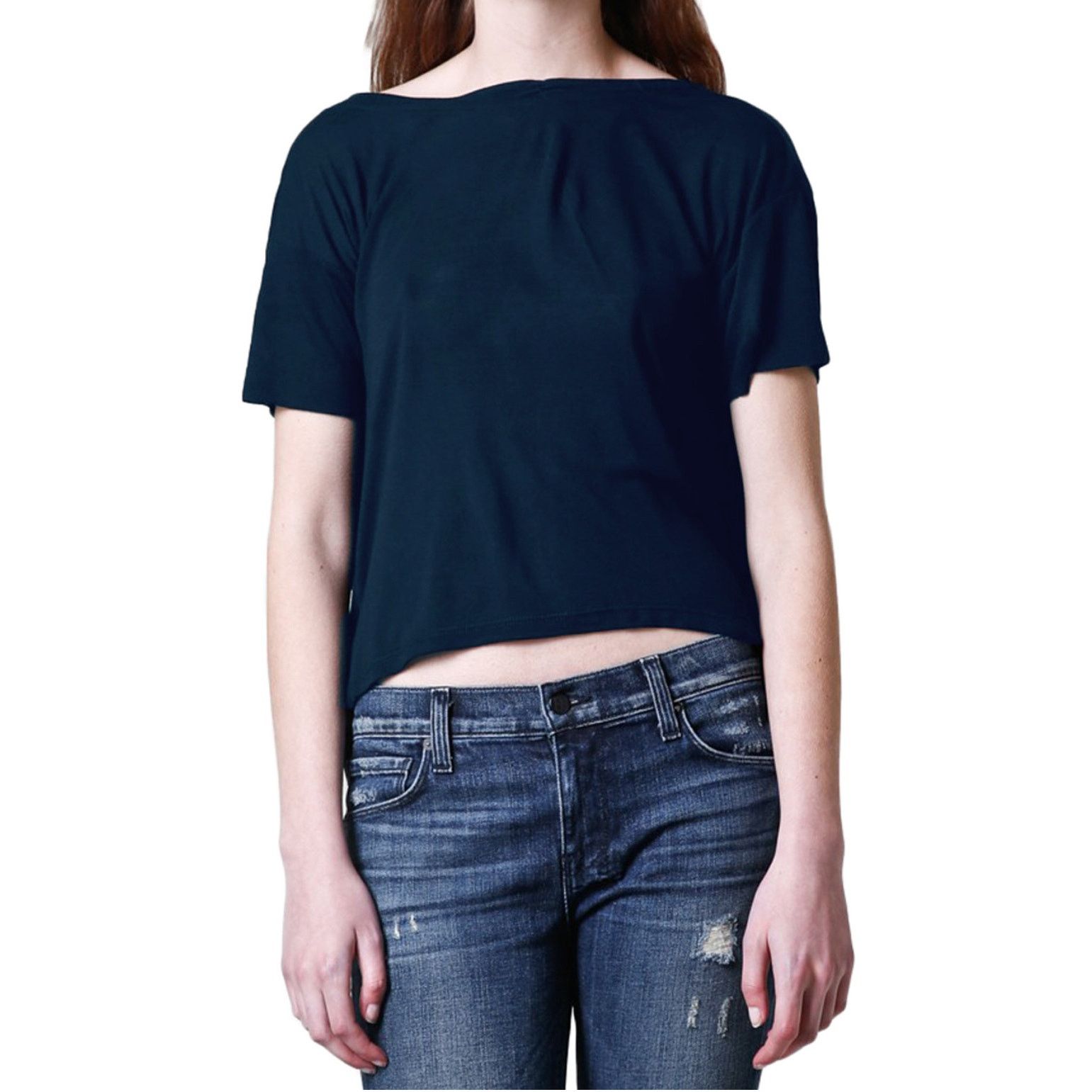 OAK OAK Women's Deep Cowl Tee Cotton sz M Navy Slouchy Beachy Size M / US 6-8 / IT 42-44 - 2 Thumbnail