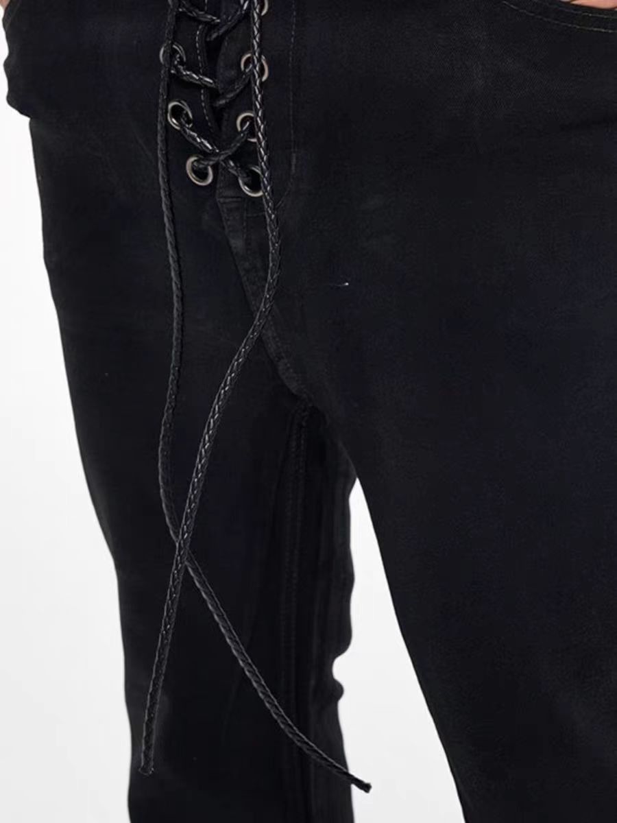Japanese Brand × Jean High Street Strappy Drawstring Coated Micro Flare Jeans Size US 30 / EU 46 - 4 Thumbnail