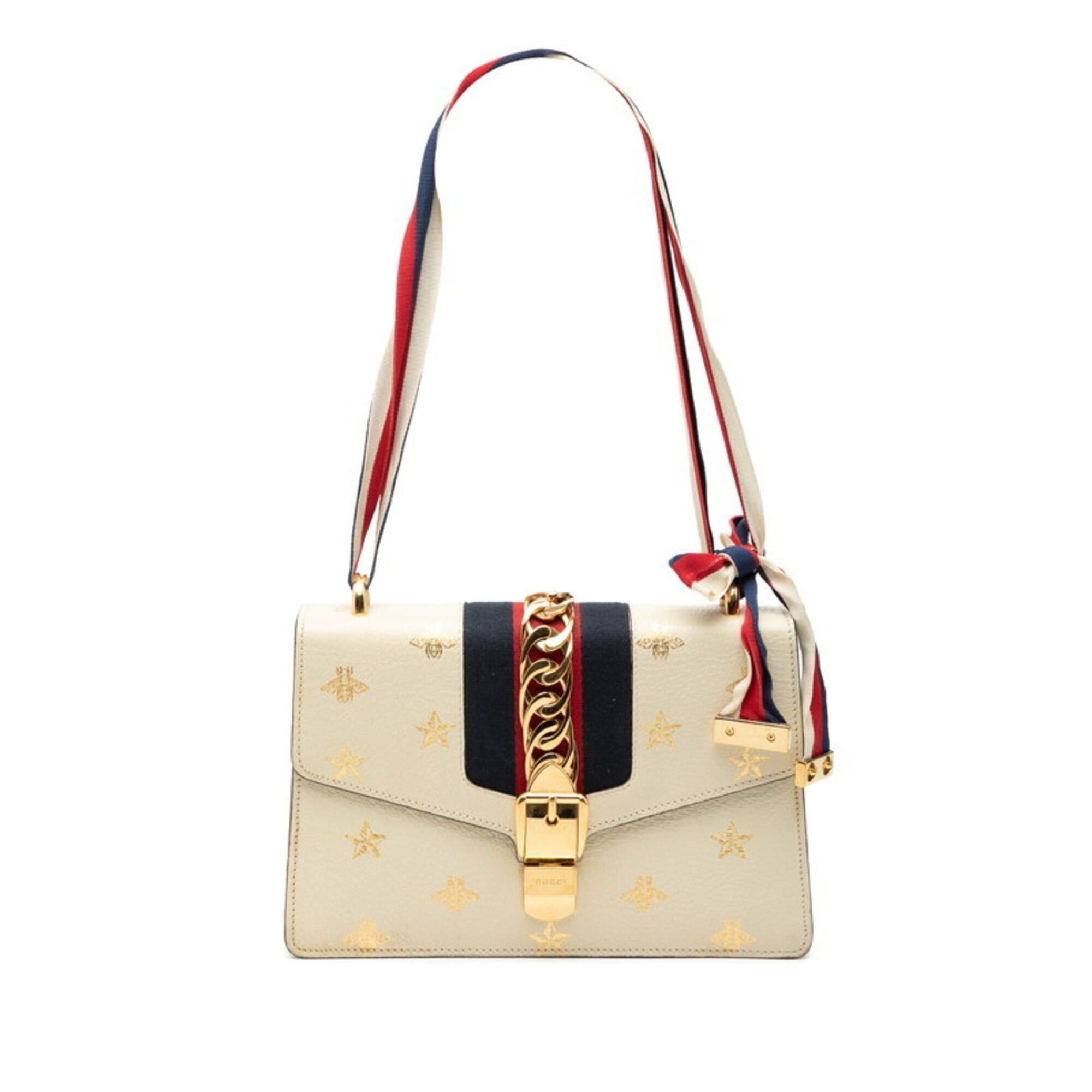 Gucci Gucci Sherry Line Sylvie Bee & Star Small Shoulder Bag 524405 Ivory Multicolor Leather Women's GUCCI Size ONE SIZE - 1 Thumbnail