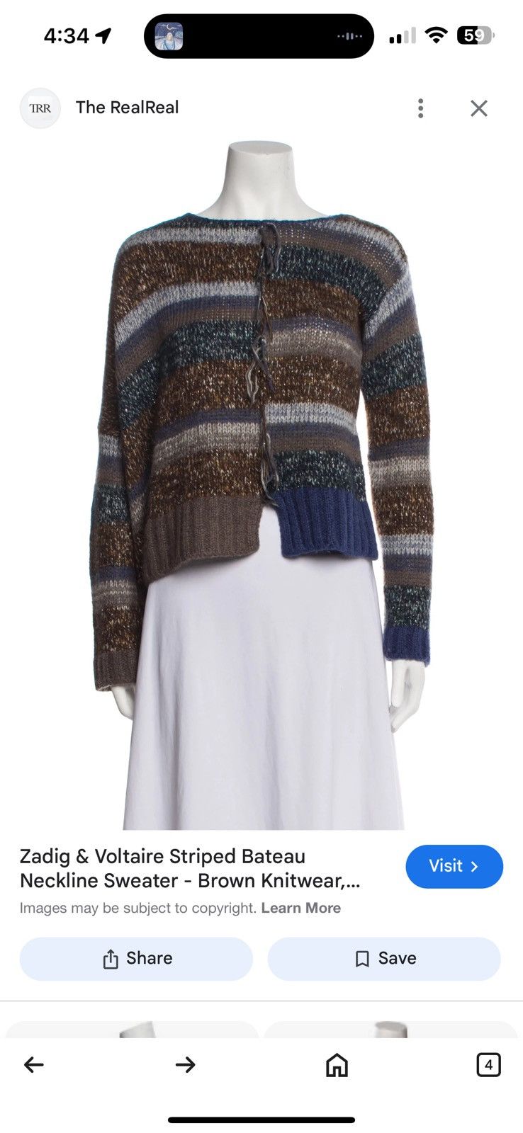 Zadig & Voltaire Zadig & Voltaire Multicolor Tie-Front Knit Sweater Size XS / US 0-2 / IT 36-38 - 2 Thumbnail