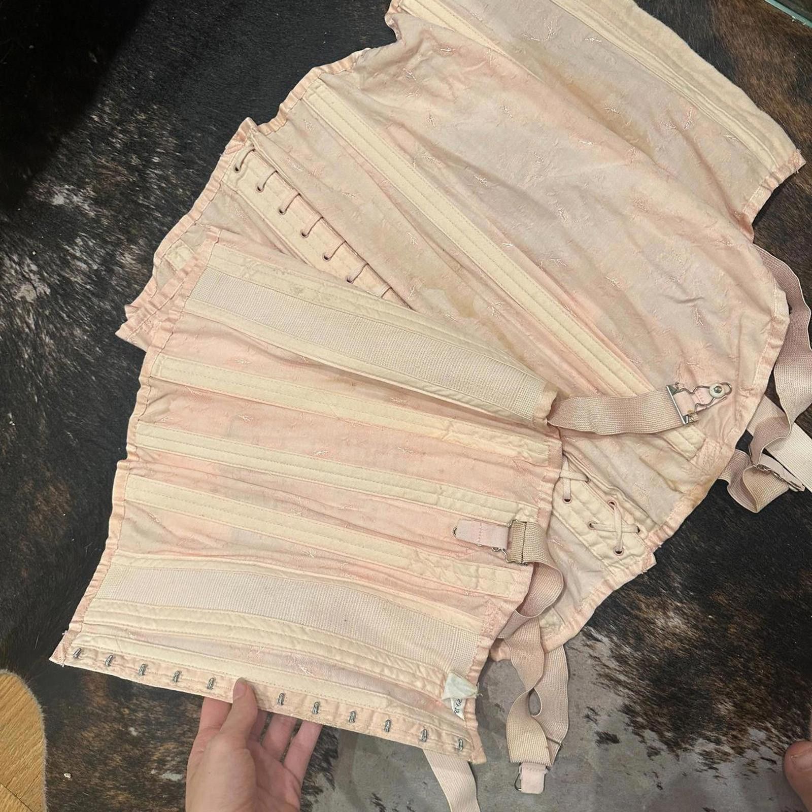 Other True Vintage 1950s 50s Fan Lace Hip Girdle Garter Skirt Size 32" / US 10 / IT 46 - 6 Thumbnail