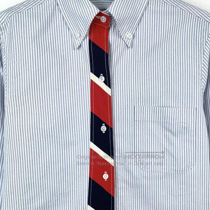 Thom Browne Thom Browne Striped Cotton Shirt with Tie . Size S / US 4 / IT 40 - 4 Thumbnail