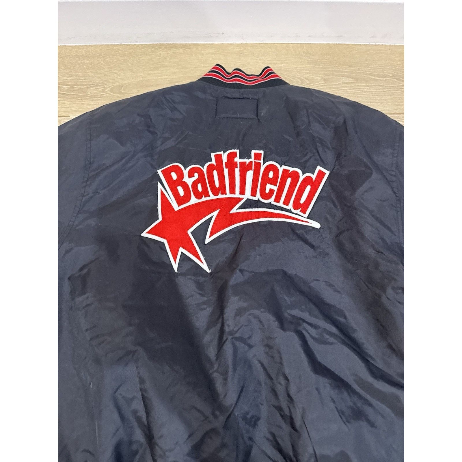 Badfriend BADFRIEND Varsity Bomber Jacket Size LARGE Black RARE Size US L / EU 52-54 / 3 - 7 Thumbnail