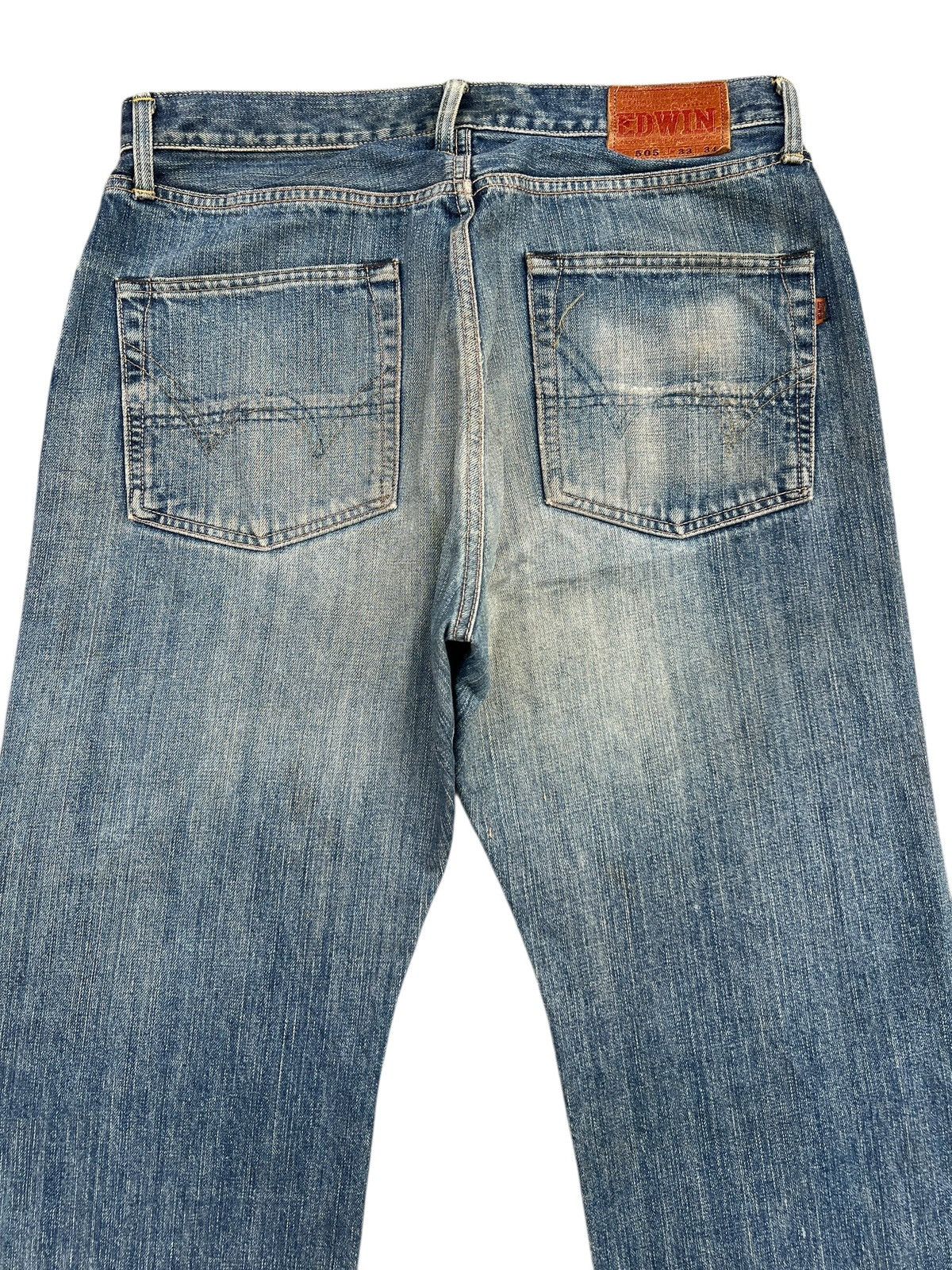Edwin Vintage Edwin 505 Selvedge Distressed Denim Jeans 35x31 Size US 35 - 5 Thumbnail
