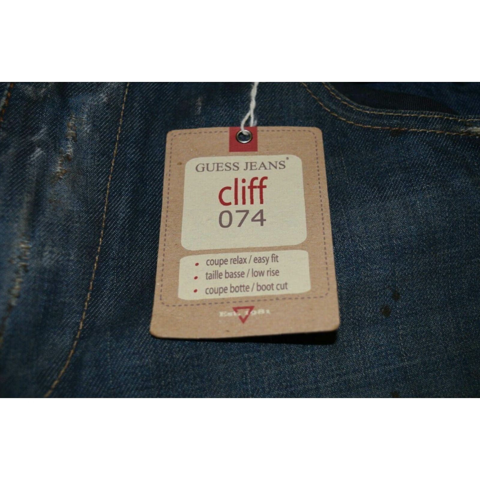 Guess VINTAGE GUESS Jeans Cliff 074 Bootcut 34 Blue Distressed Miner Workwear Mens Size US 34 / EU 50 - 3 Thumbnail