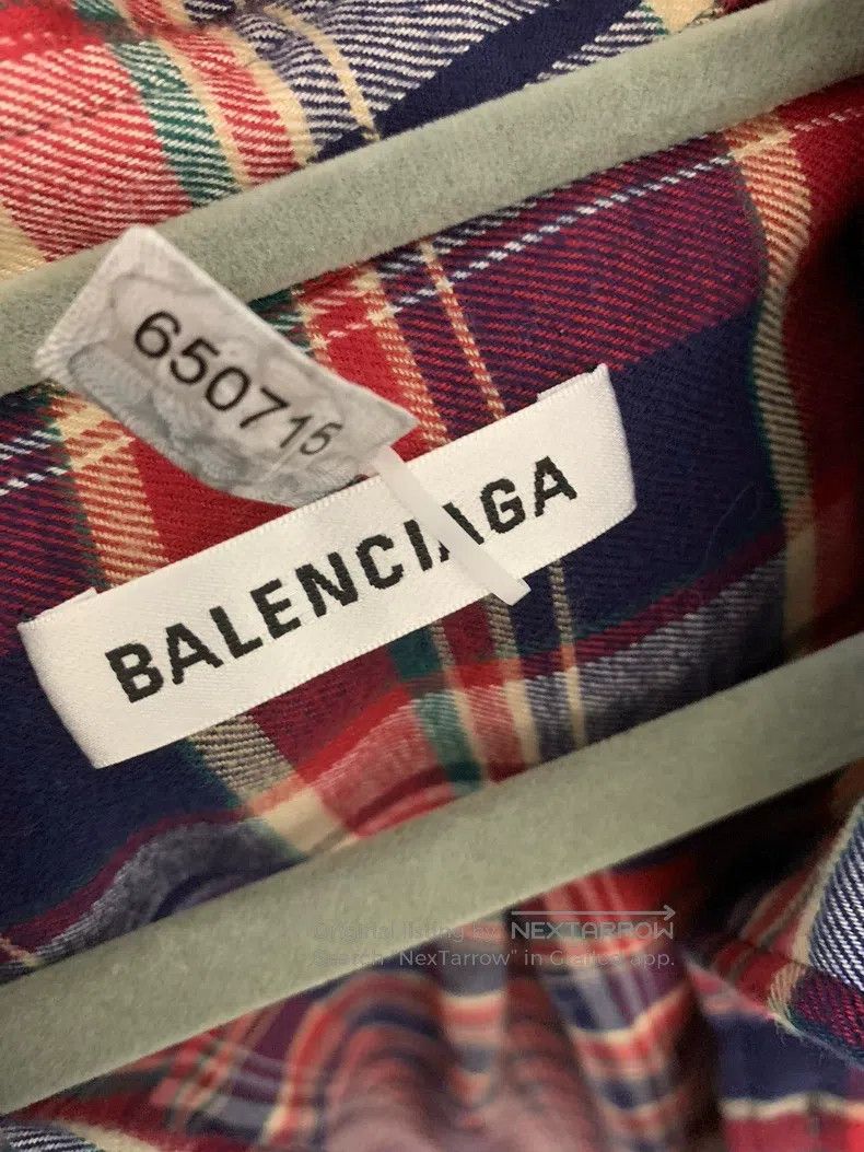 Balenciaga Balenciaga Plaid cotton sleeveless collar poncho shirt Size XXS / US 00 / IT 34 - 4 Thumbnail