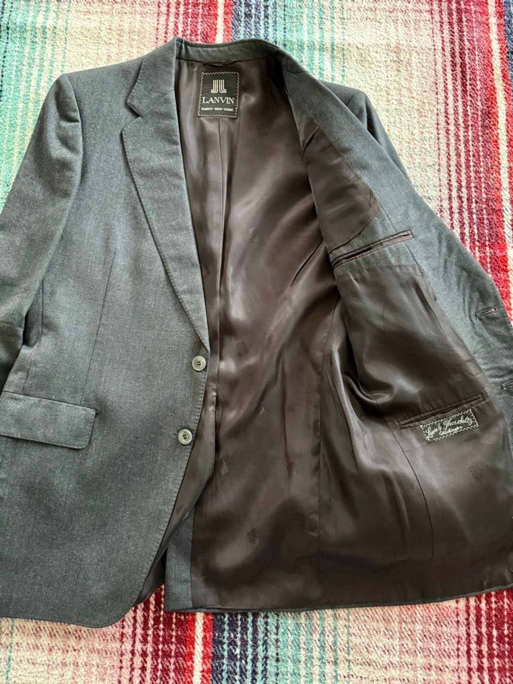 Lanvin 80s Lanvin Charcoal Blazer 41/M Size 42R - 3 Thumbnail