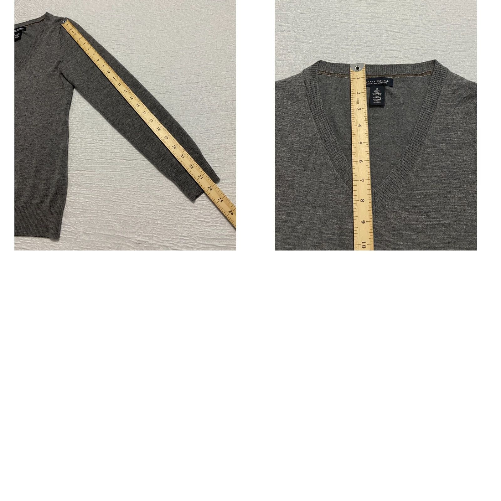 Banana Republic Banana Republic Sweater Pullover Mens Size M Gray V Neck Merino Wool Blend Knit Lightweight Business Casual Formal Party/Cocktail Size US M / EU 48-50 / 2 - 8 Thumbnail