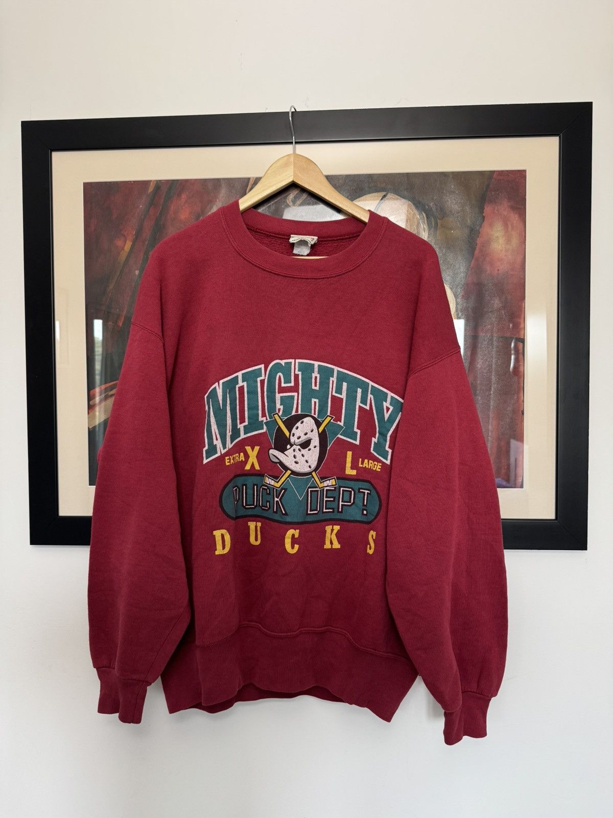 NHL Vintage 90s Nutmeg Mighty Ducks NHL Hockey Crewneck Rare Size US XL / EU 56 / 4 - 1 Thumbnail