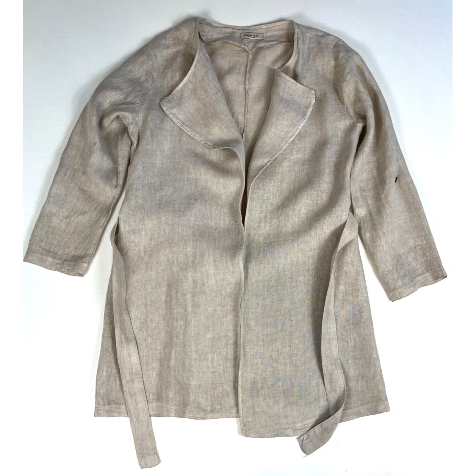 Vintage VINTAGE Women's Alessia Pacini Linen Wrap Cardigan Roll Up Sleeves Made in Italy Sz S Size S / US 4 / IT 40 - 2 Thumbnail