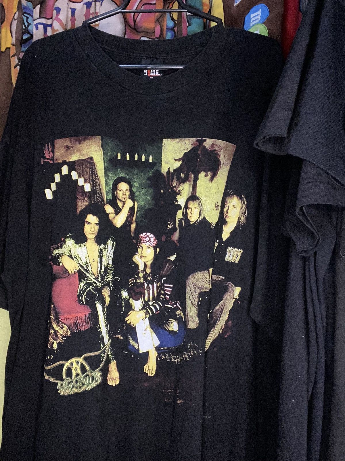 Image of Band Tees x Rock Band Aerosmith “Nine Lives” North American Tour Vintage T-Shirt in Black (Size XL)