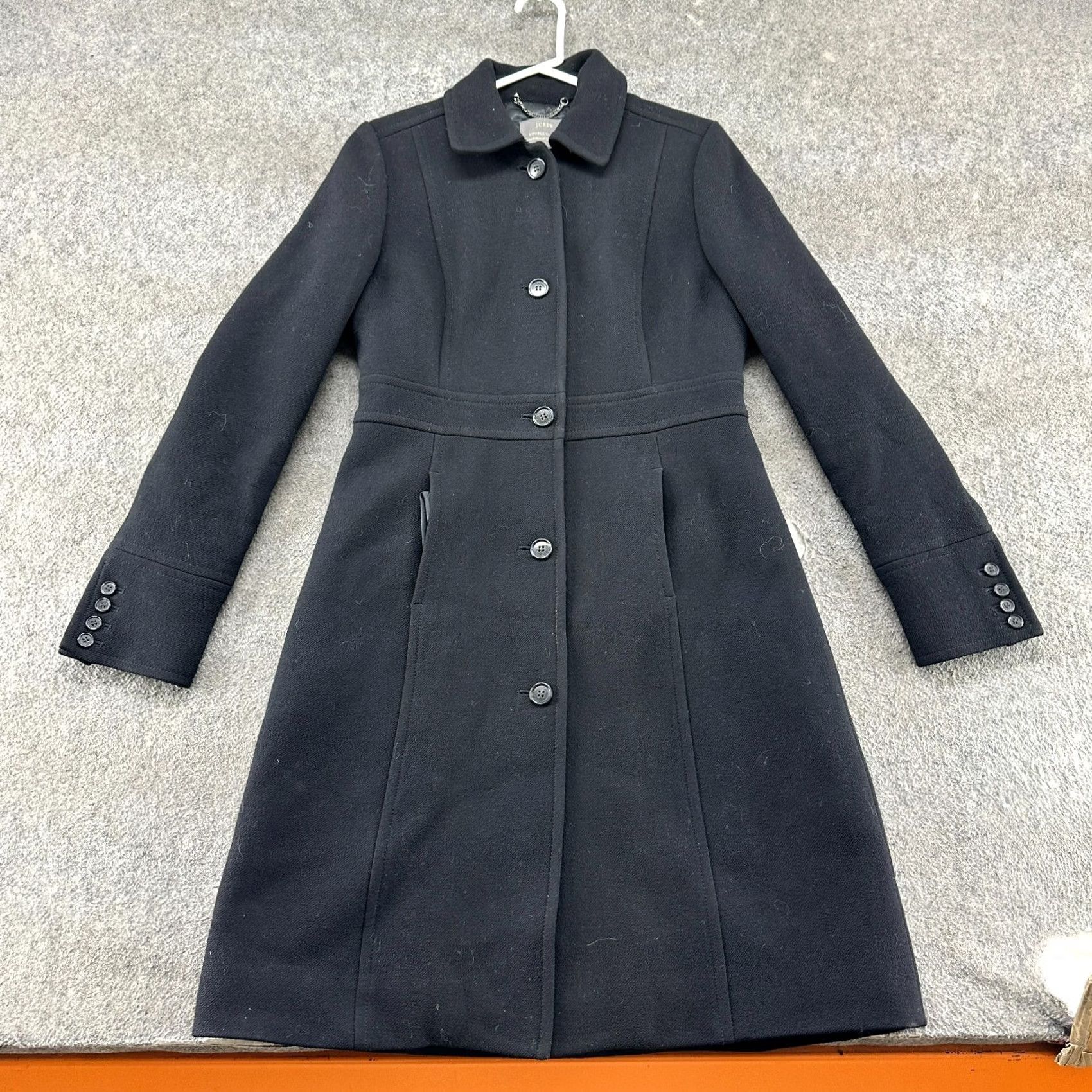 J.Crew J.CREW Coat Long Wool Black Trench Wool Blend Lined Button 8 Women Overcoat 90s Paris Vintage No Size M / US 6-8 / IT 42-44 - 2 Thumbnail