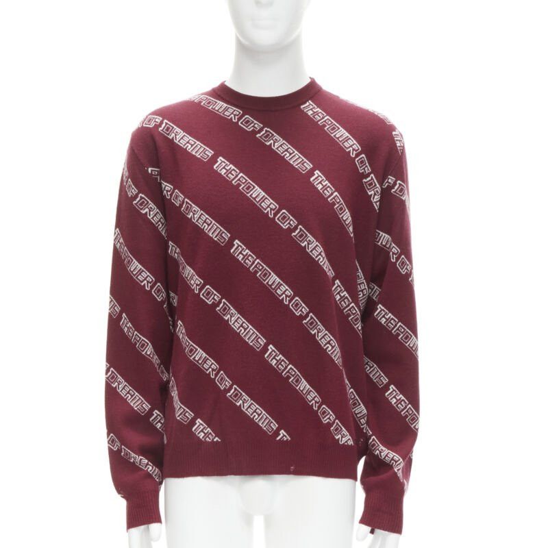 Balenciaga BALENCIAGA 2017 The Power Of Dreams burgundy red white sweater S Size US S / EU 44-46 / 1 - 1 Thumbnail