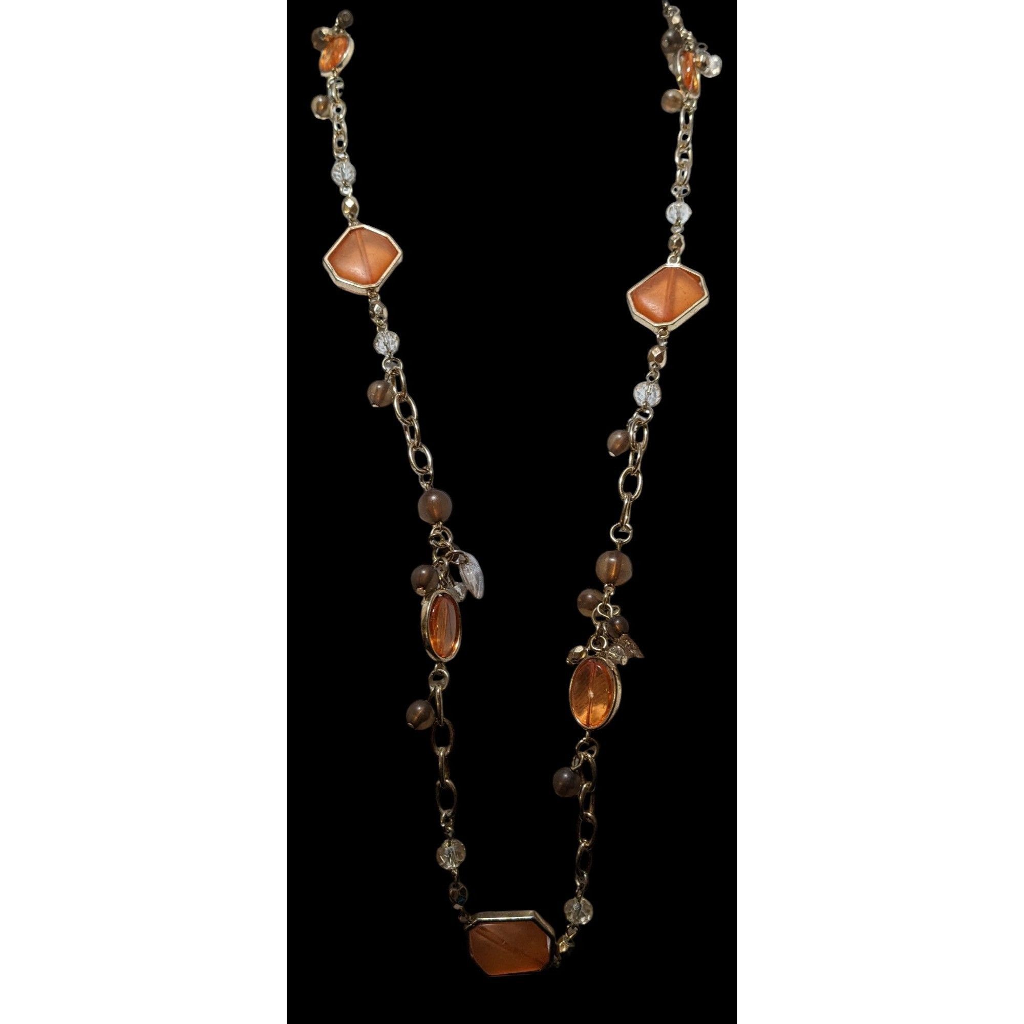Other Retro Orange And Gold Glass Charm Necklace Size ONE SIZE - 2 Thumbnail