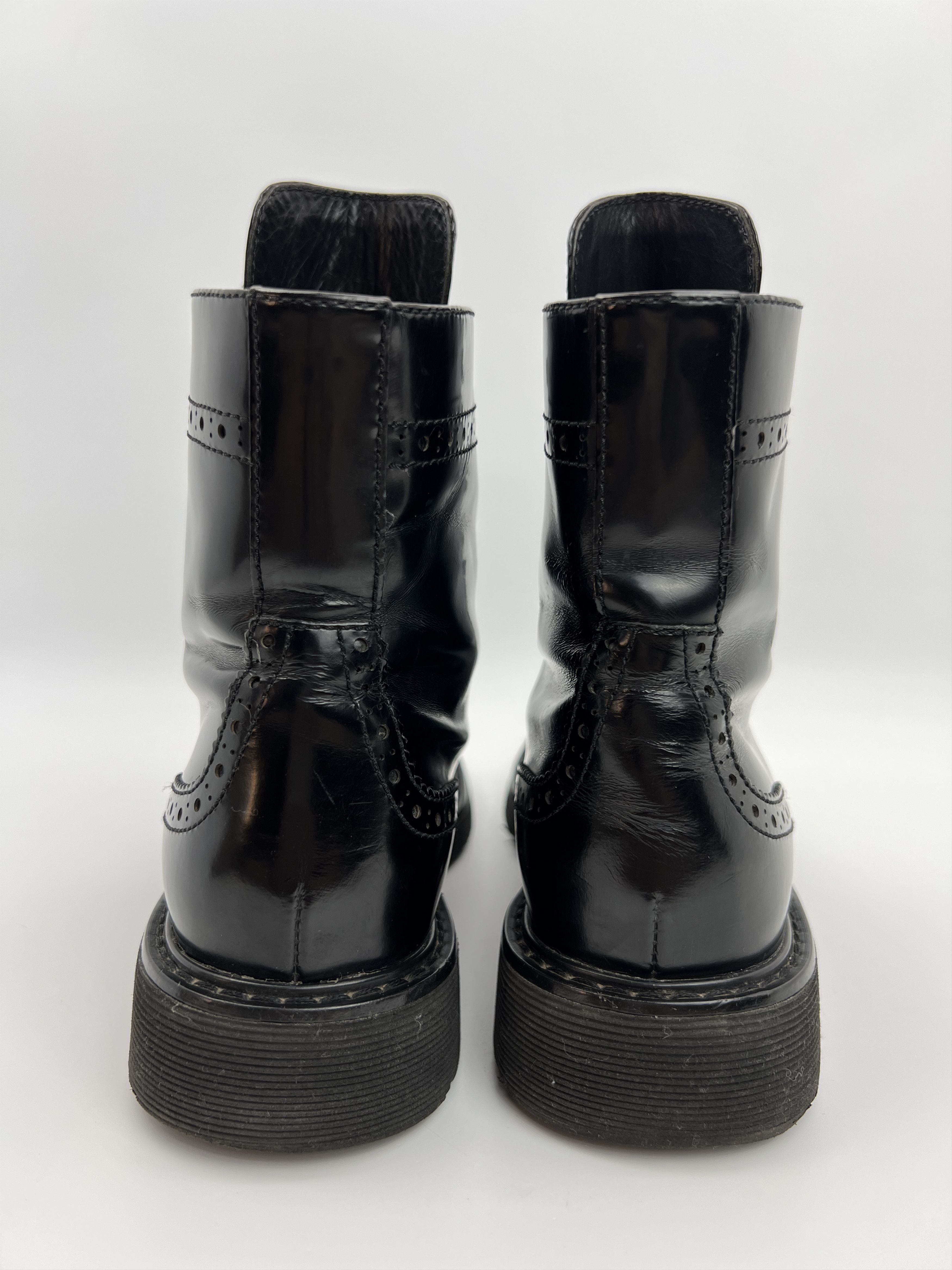 Prada Vintage Prada Combat Style Boots Black Patent Leather Size US 7.5 / IT 37.5 - 7 Thumbnail