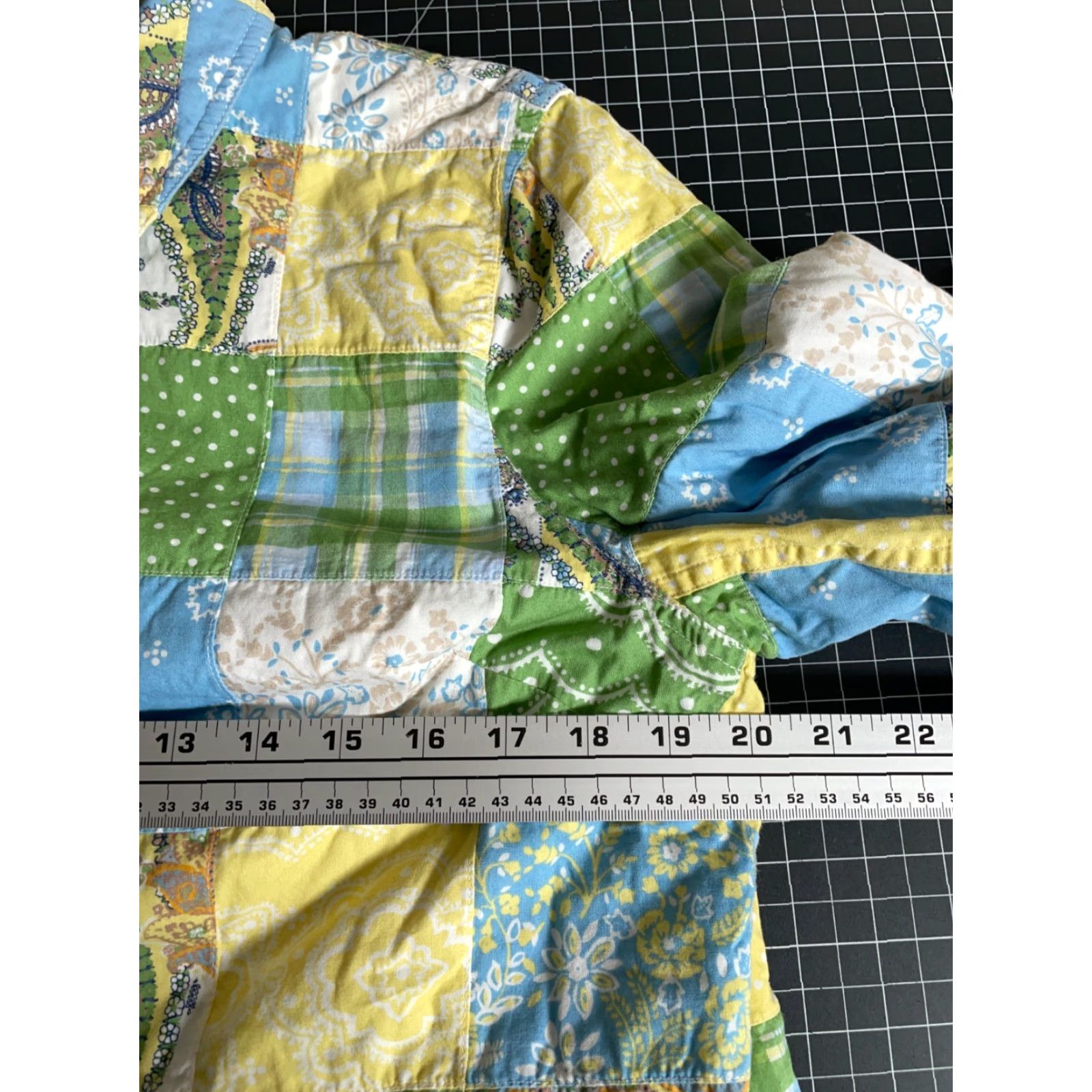 Vintage Kate Hill Patchwork Quilt Jacket Women's Large Green Yellow Paisley Casual Boxy Bohemian Size L / US 10 / IT 46 - 4 Thumbnail