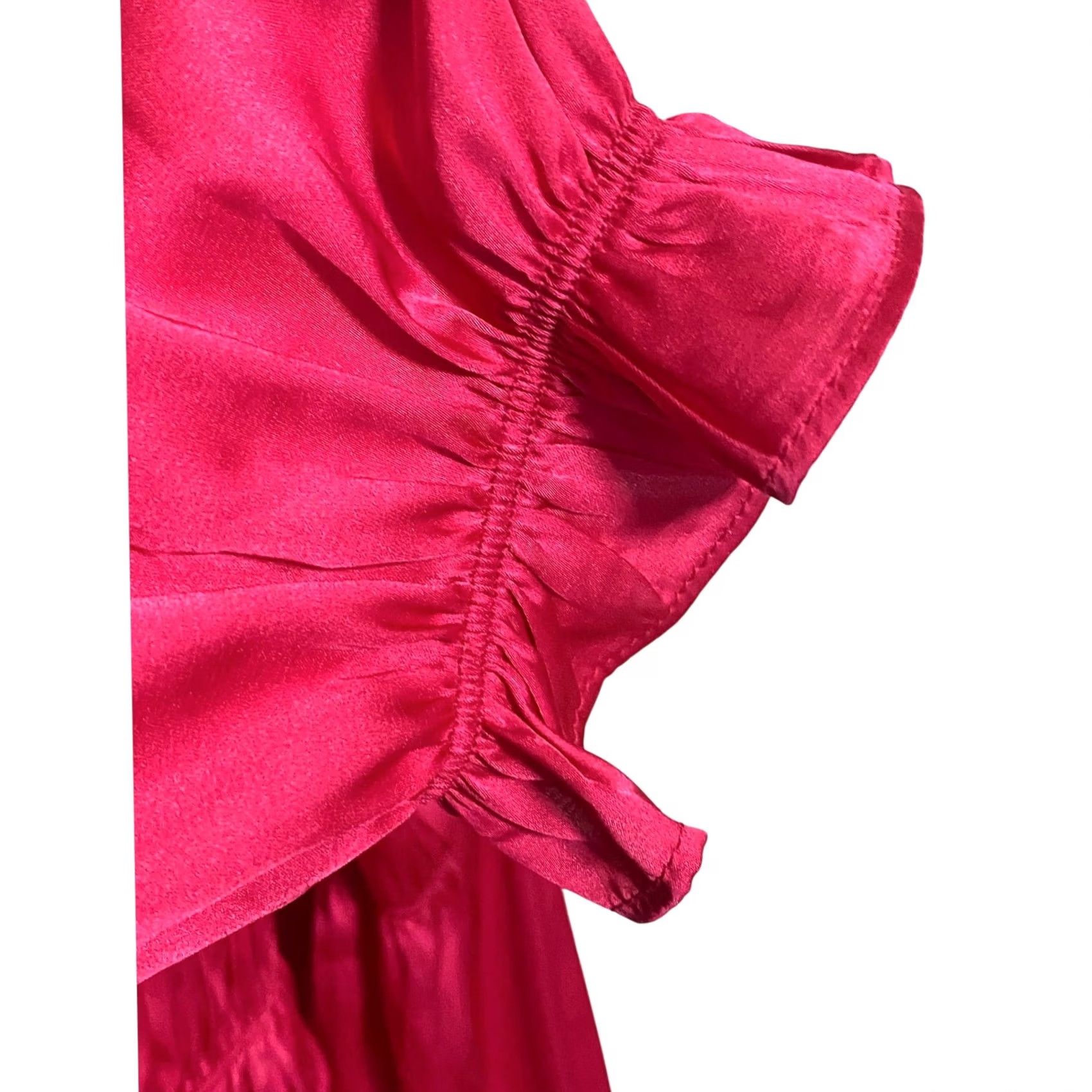 Forever 21 FOREVER 21 Blouse Shirt M Pink Peasant Ruched Long Sleeve Coquette Milkmaid Boho NWT Women Satin Regular Slim Fit Shirt Women Size M / US 6-8 / IT 42-44 - 5 Thumbnail