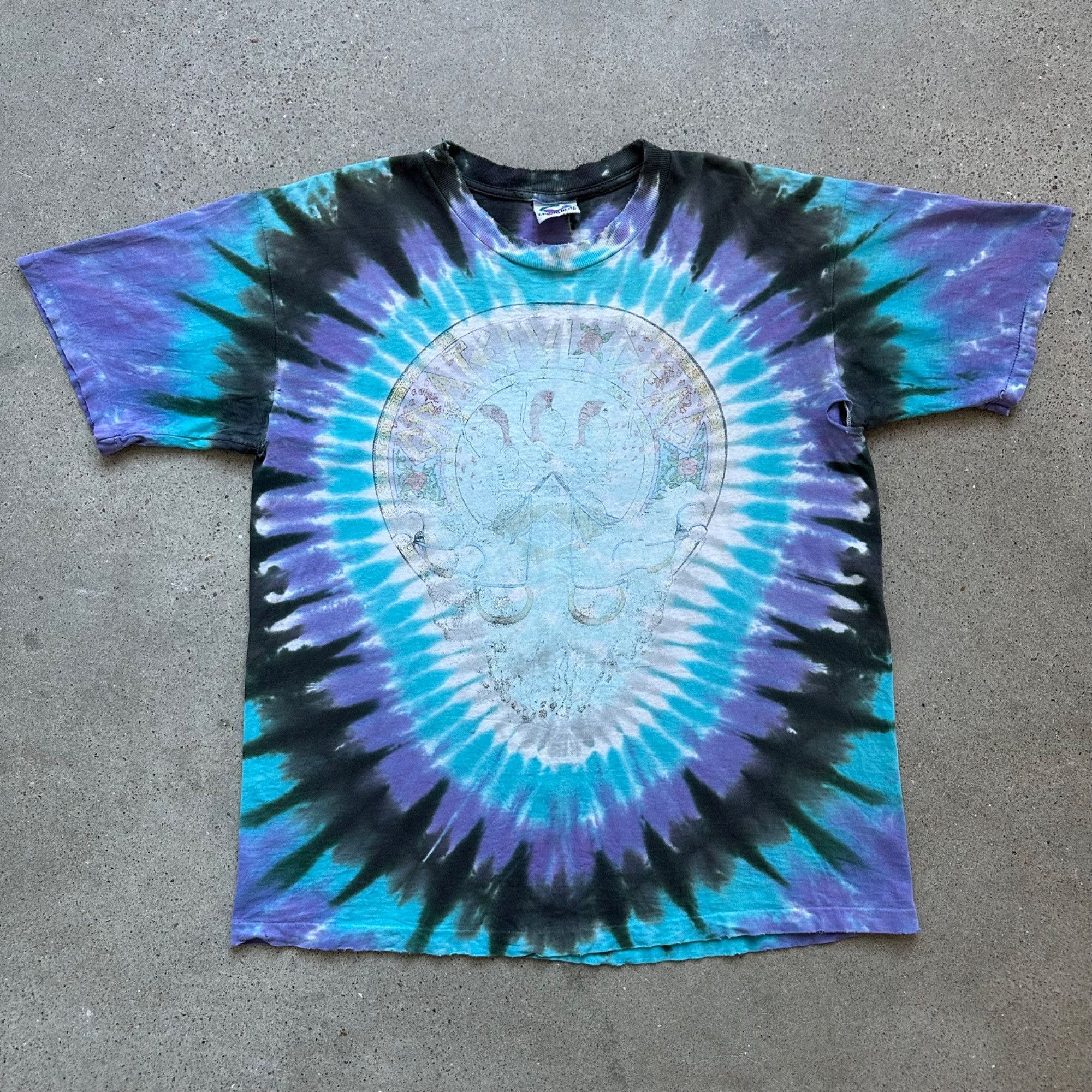 image of Vintage 1991 Grateful Dead Liquid Blue La Coliseum Band Shir in Tie Dye, Men's (Size XL)