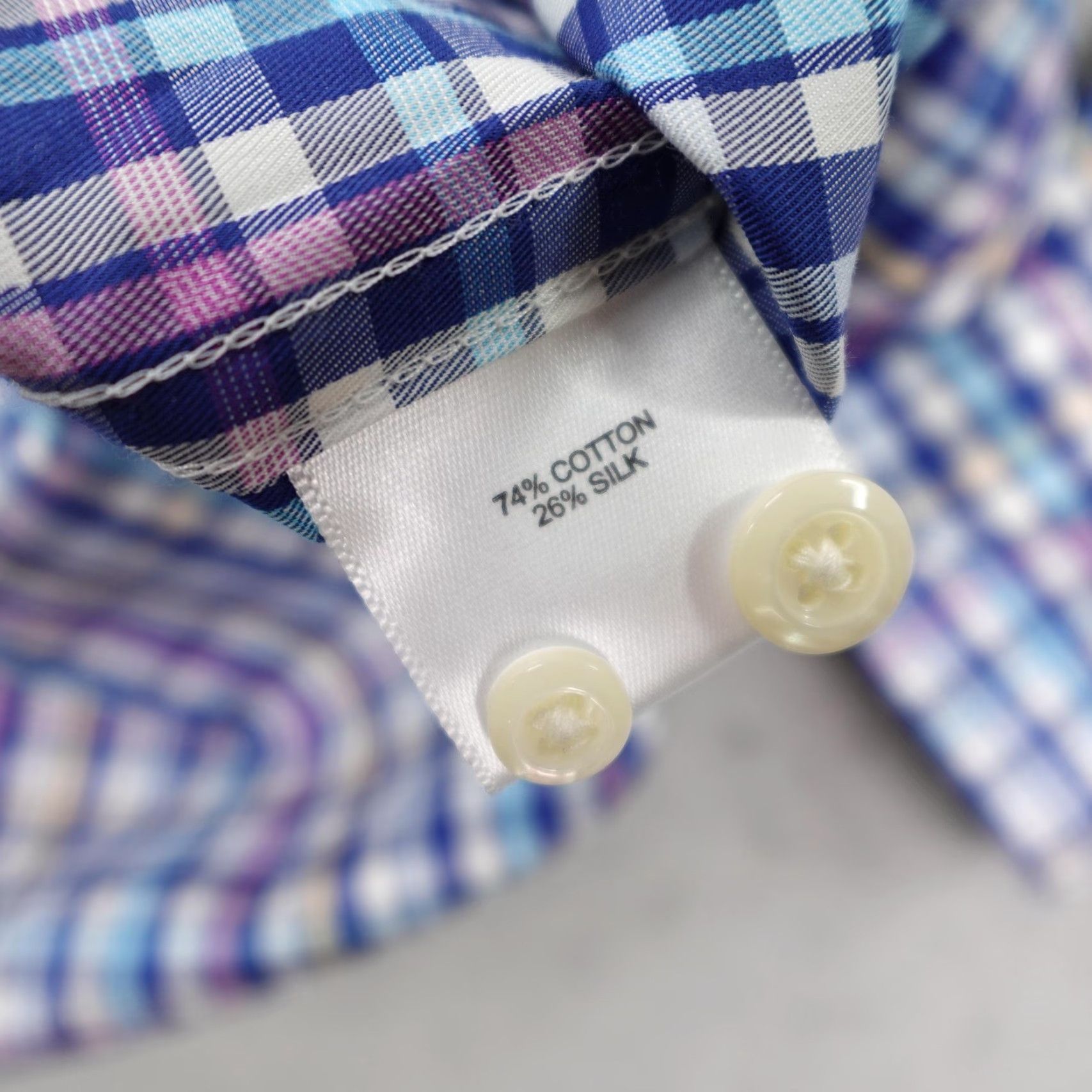 Peter Millar VINTAGE NO? (skip) Peter Millar Shirt Men Medium Blue Purple Plaid Button-Up Silk Blend Performance Shirt Size US M / EU 48-50 / 2 - 5 Thumbnail