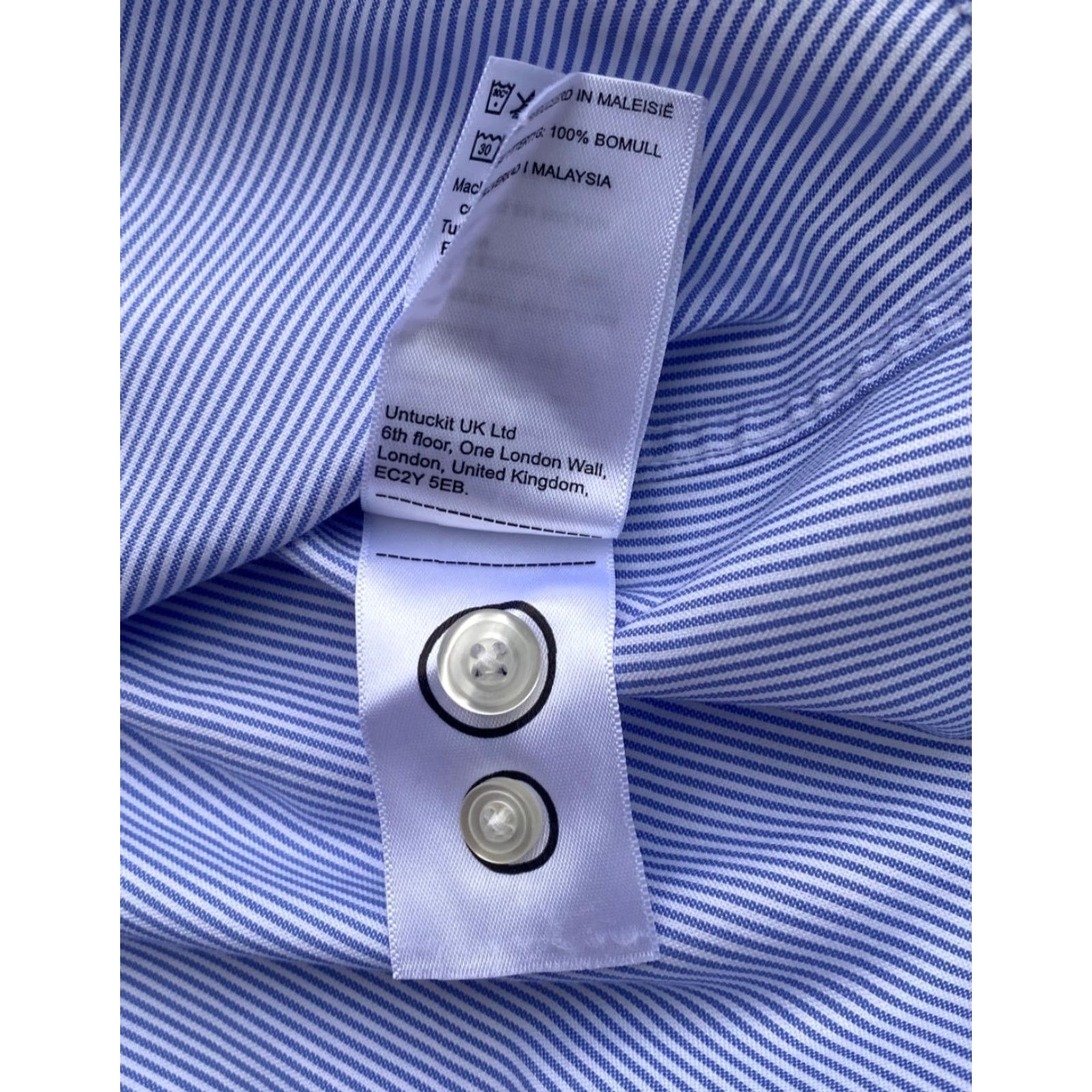 UNTUCKit UNTUCKit Men's Bordeaux WF Button-Up Shirt Stripes 3XL Blue Long Sleeve Collared Cotton Wrinkle Free Regular Size Type: Regular Mens Size US XXL / EU 58 / 5 - 7 Thumbnail