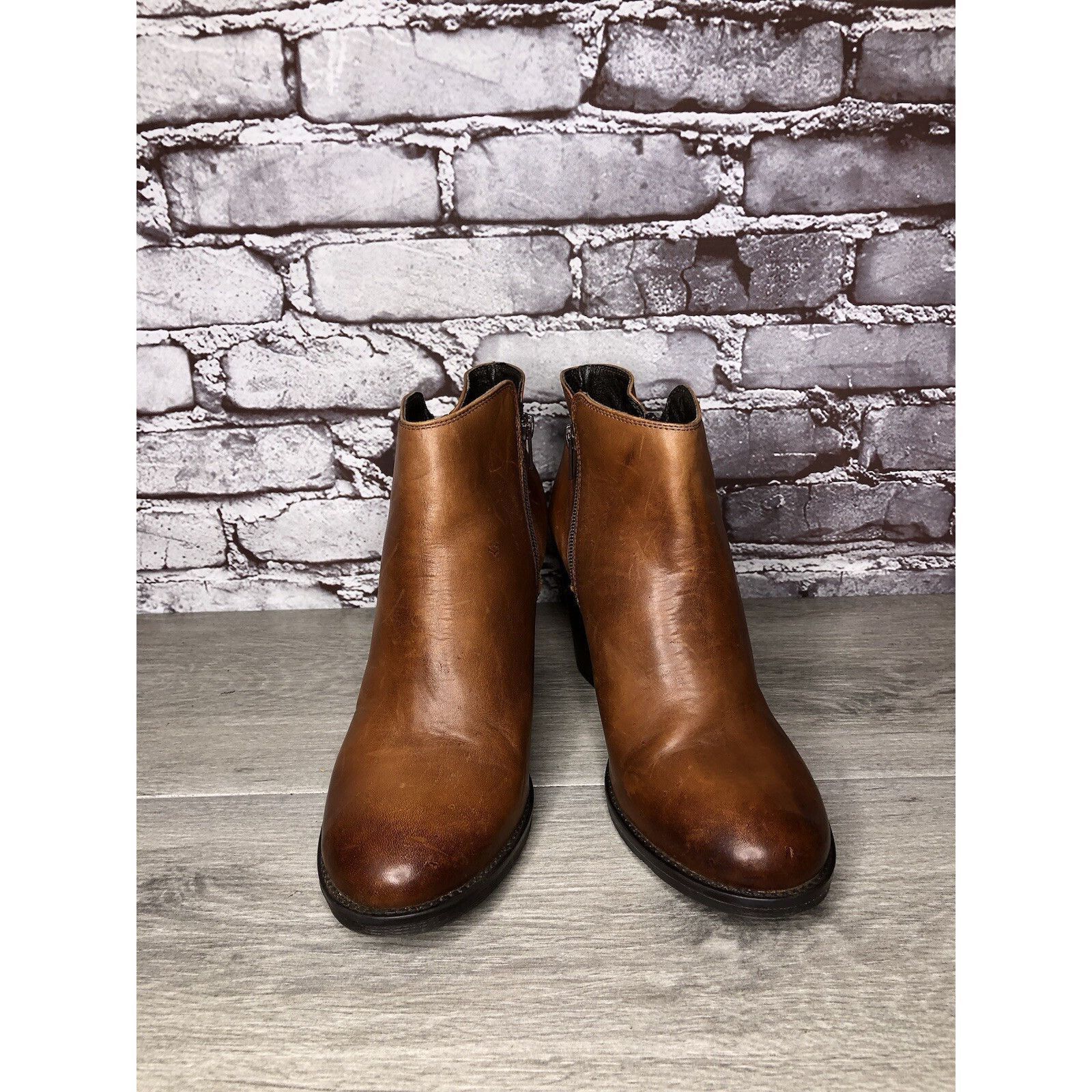 Anthropologie Krbonell Brown Ankle Double Sided Zipper Heeled Booties Boot Size US 9 / IT 39 - 20 Thumbnail