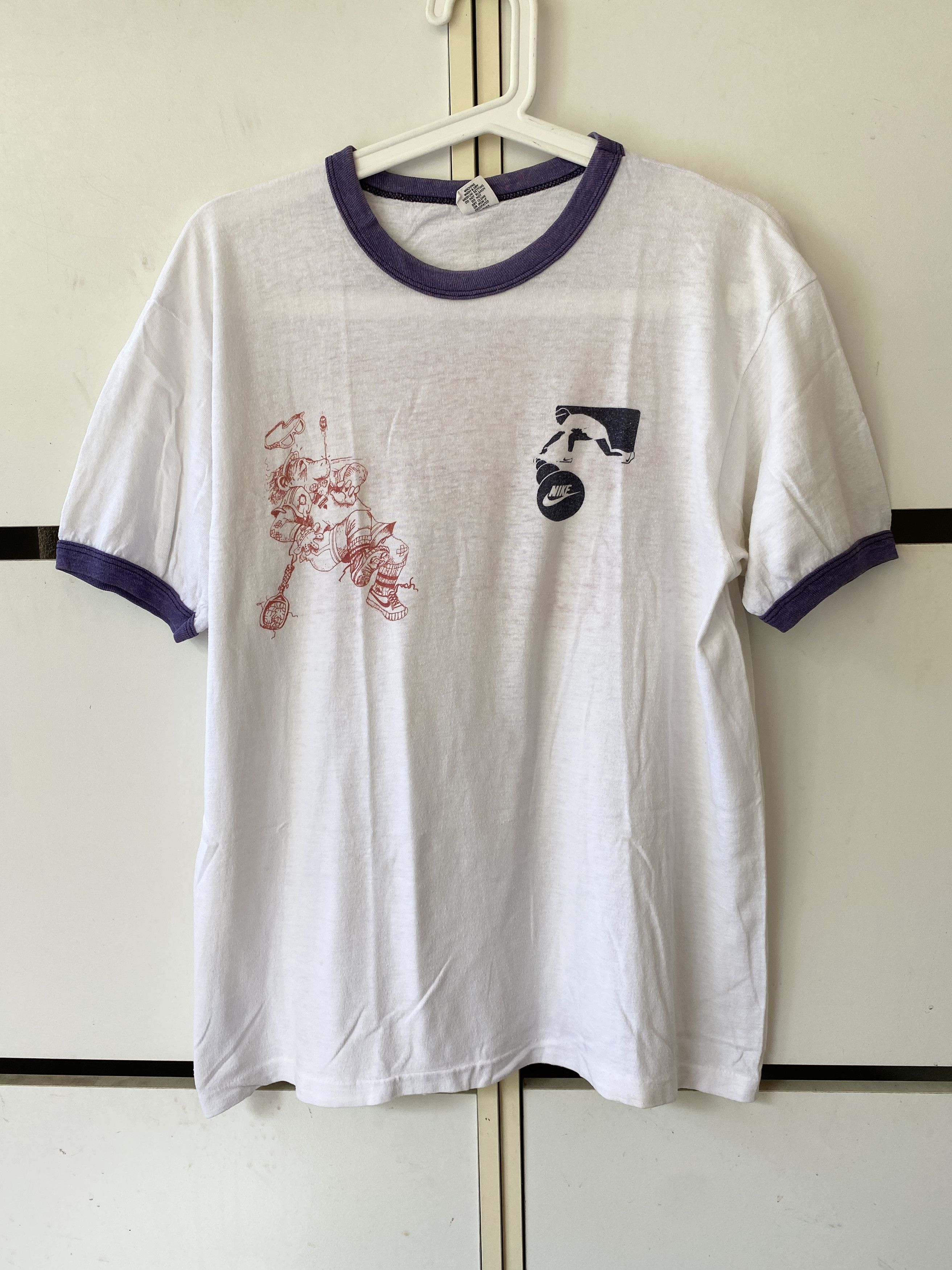 Hanes VINTAGE 90' NIKE RINGER T SHIRT Size US L / EU 52-54 / 3 - 1 Thumbnail