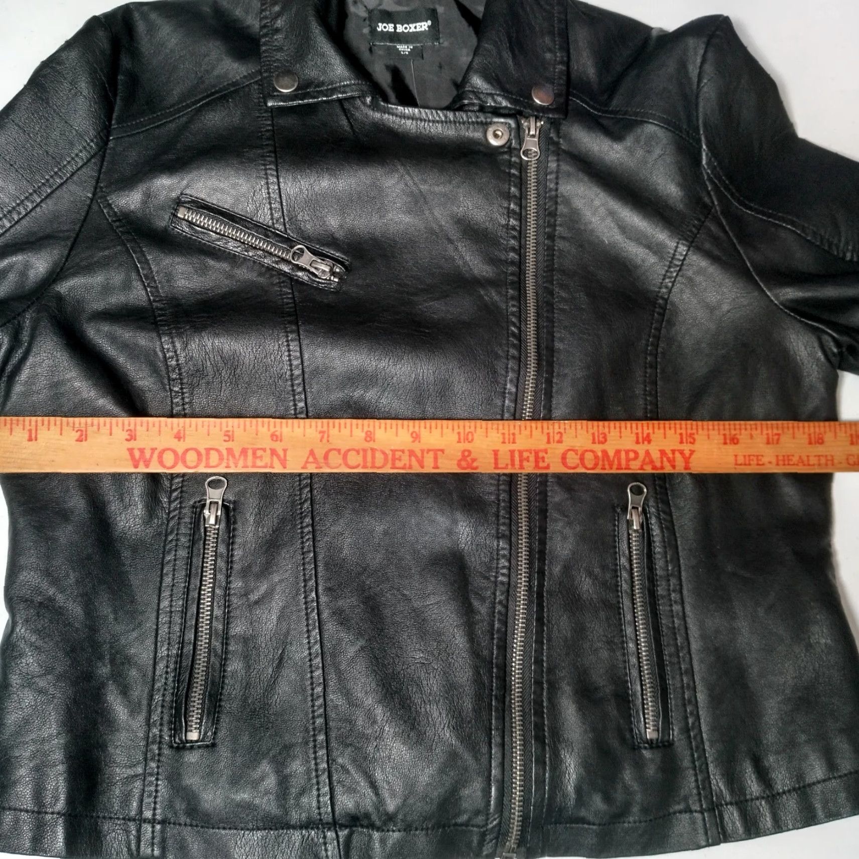 Joe Boxer Joe Boxer Faux Leather Moto Jacket Women Large Black Short Biker Motorcycle Zip Size 36" / US 14 / IT 50 - 3 Thumbnail