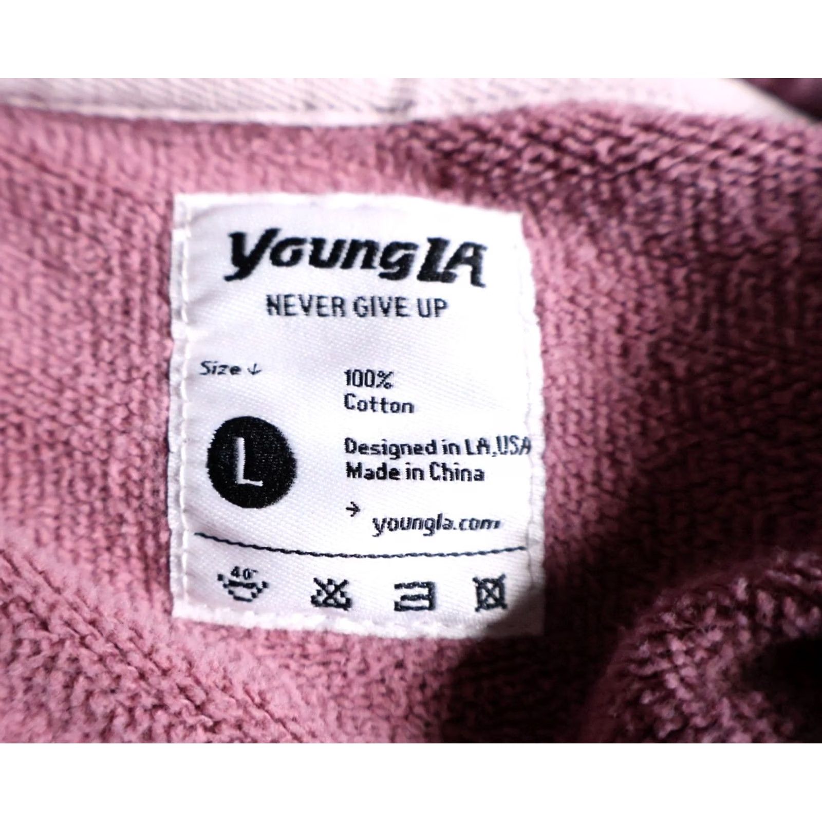 YoungLA Young LA French Terry Hoodie Mens Large Mauve Purple Drawstring Sweatshirt - Vintage Condition Size US L / EU 52-54 / 3 - 3 Thumbnail