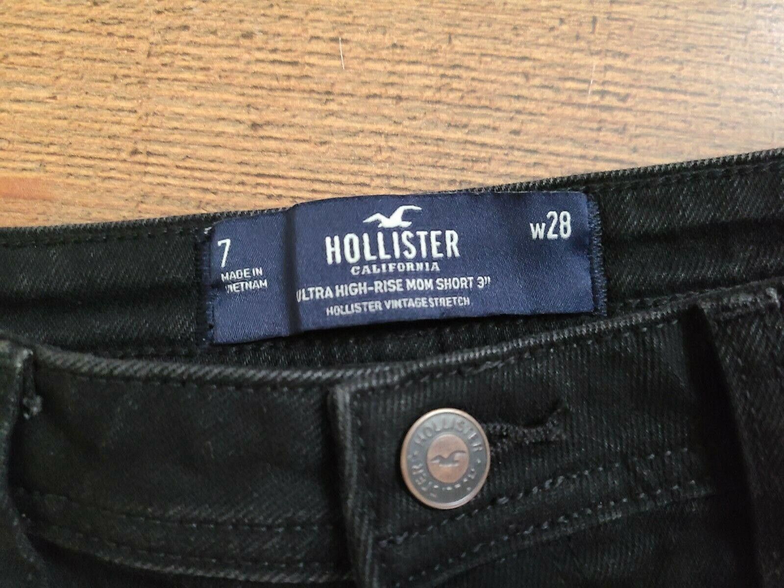 Designer Hollister Shorts 7 Black Cut Off High Rise 28 high waist mom Size 30" / US 8 / IT 44 - 3 Thumbnail