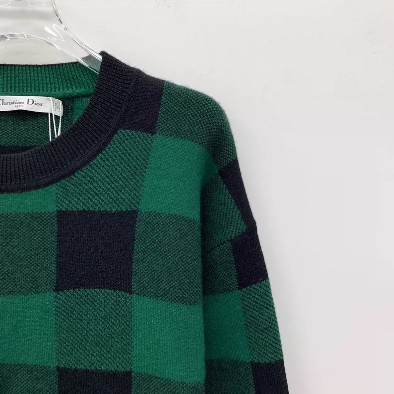 Dior Christian Dior Green Plaid Cashmere Sweater-2506 Size XXS / US 00 / IT 34 - 3 Thumbnail