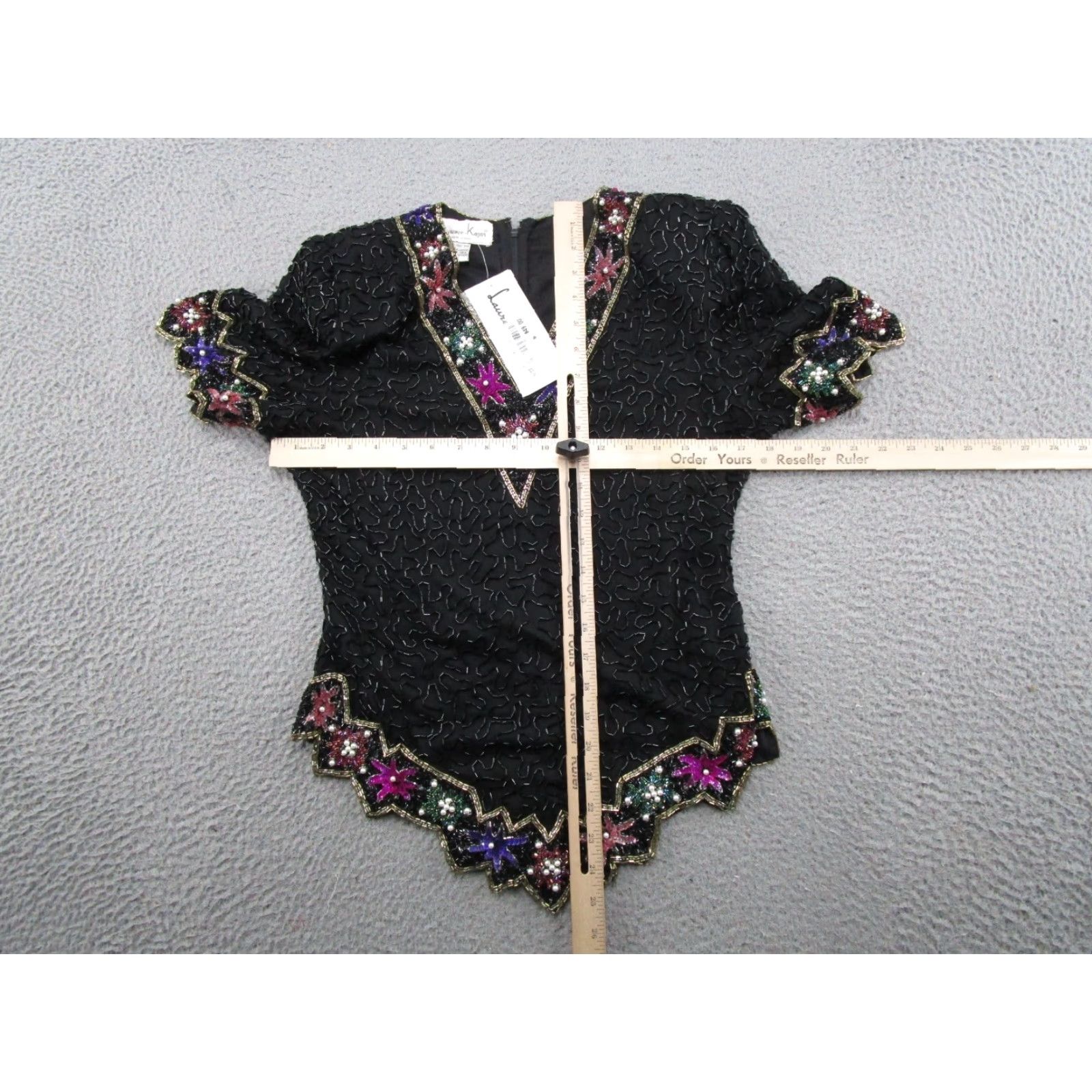 Vintage VINTAGE Laurence Kazar Sequin Beaded Silk Top Floral Womens S Whimsy Fairy NEW Size S / US 4 / IT 40 - 4 Thumbnail