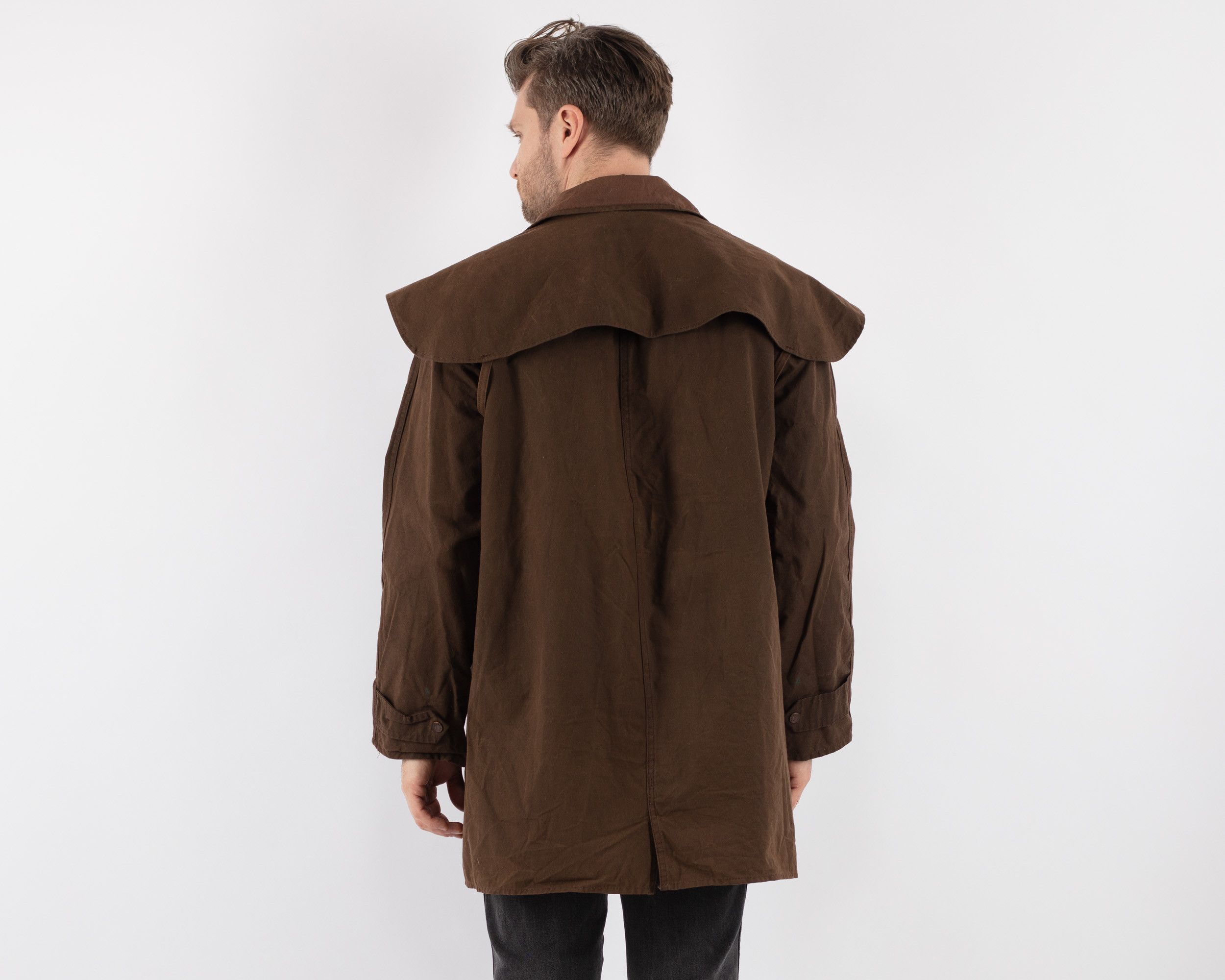 DRIZA-BONE 90s VTG Riding Trench Coat Duster Jacket sz L