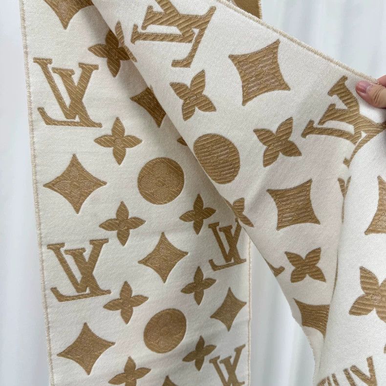 Louis Vuitton Louis Vuitton Gold thread embroidered cashmere scarf with Size ONE SIZE - 5 Thumbnail